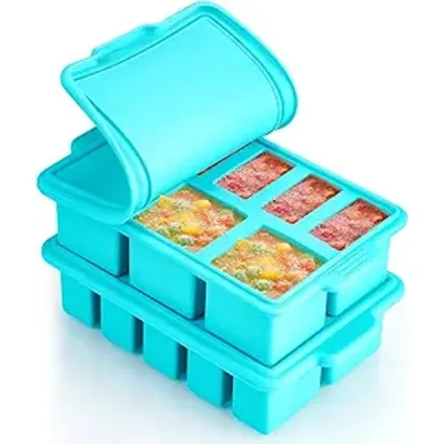 NiHome Dual-Compartment Silicone Freezer Tray with Lid (2-Pack)