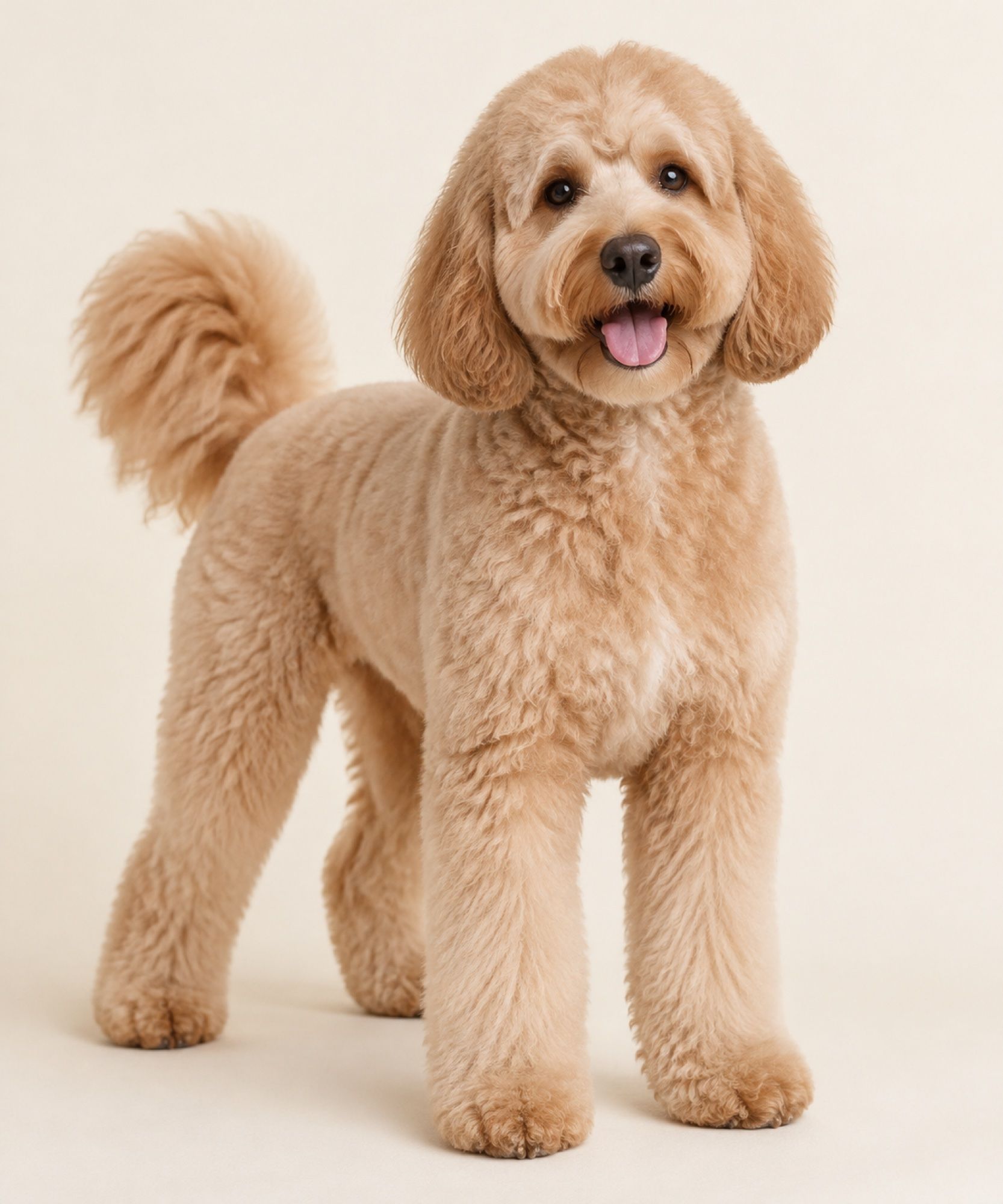 Samme goldendoodle etter full klipp