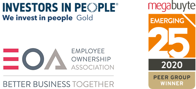 employee ownership association and megabuyte 25 logos together