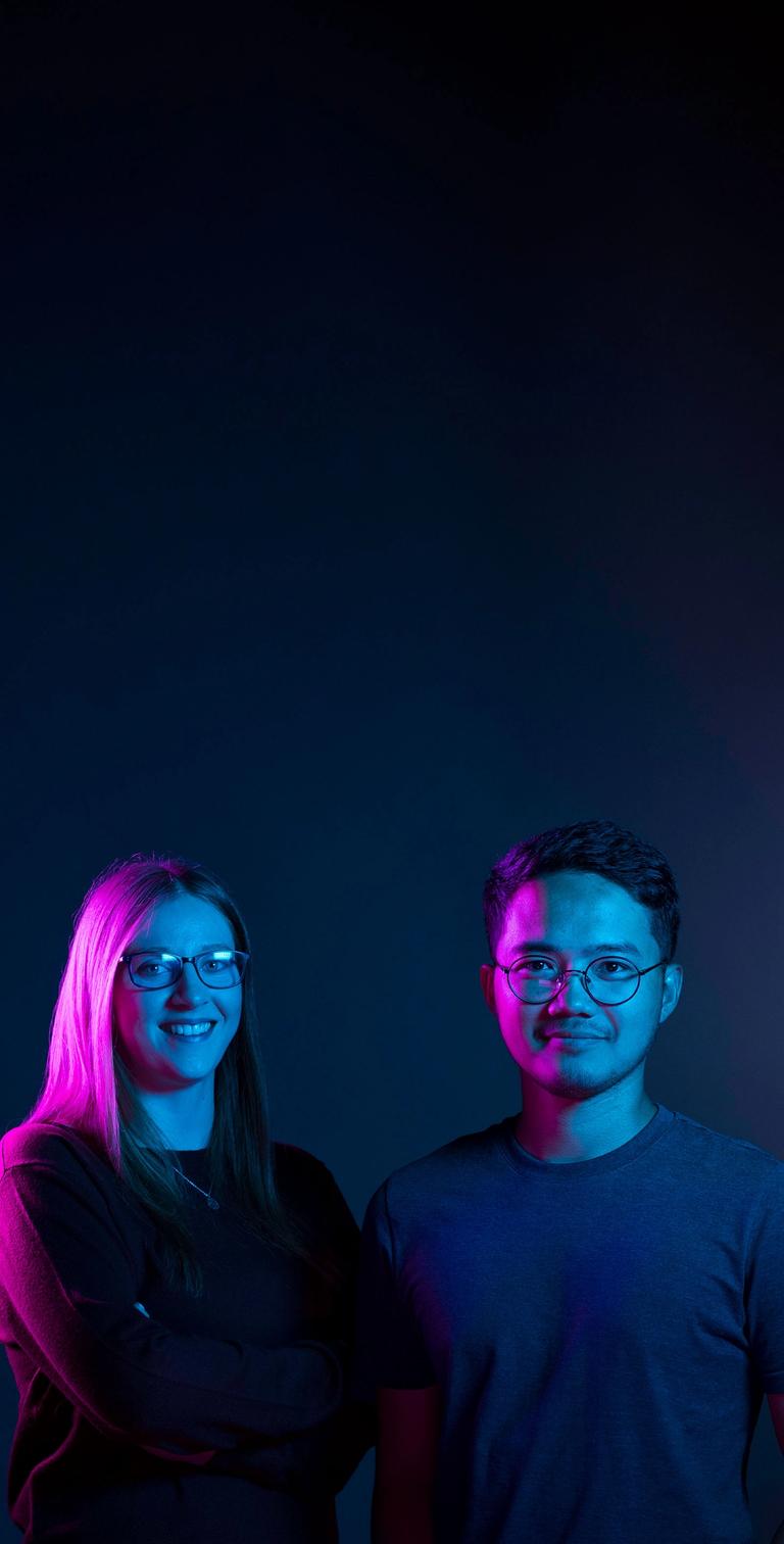 Woman and Man Smiling