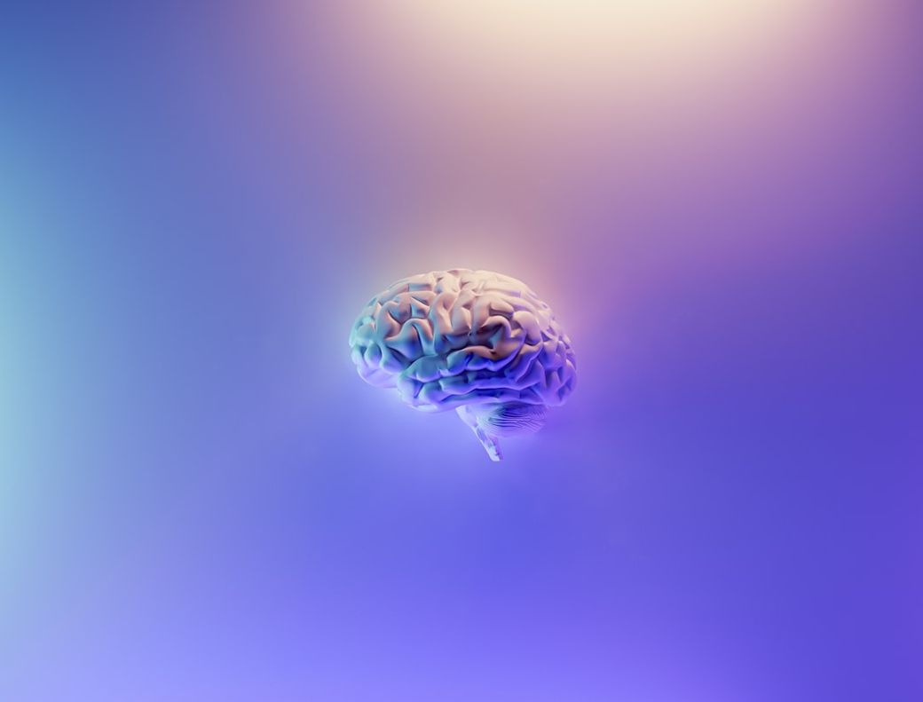 The image depicts a stylized human brain floating against a gradient background. The design emphasizes the brain's intricate structure and suggests themes related to intelligence and cognition. — Credit: Photo by Milad Fakurian on Unsplash