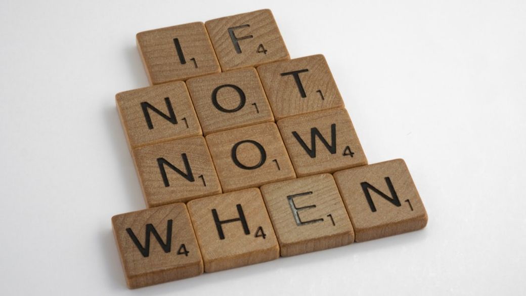 scrabble, scrabble pieces, lettering, letters, wood, scrabble tiles, white background, words, quote, letters, type, typography, design, layout, you said tomorrow yesterday, just do it, carpe diem, yolo, procrastination, live life, discipline, exercise, don't put it off, inertia, if not now when, don't delay, work hard, stop putting things off, — Credit: Photo by Brett Jordan on Unsplash