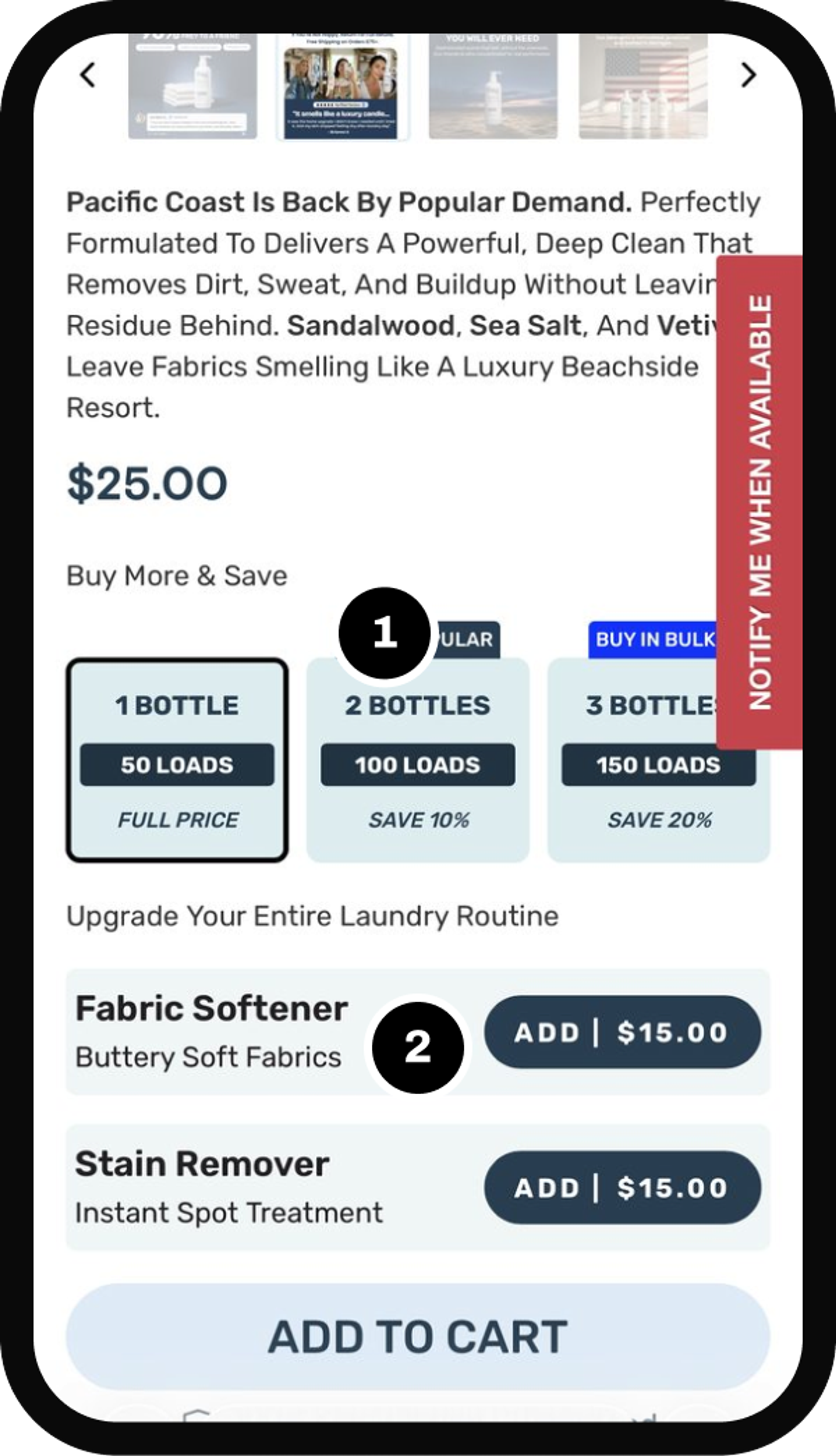 Frey mobile buy box with Buy More and Save tiers and add-ons