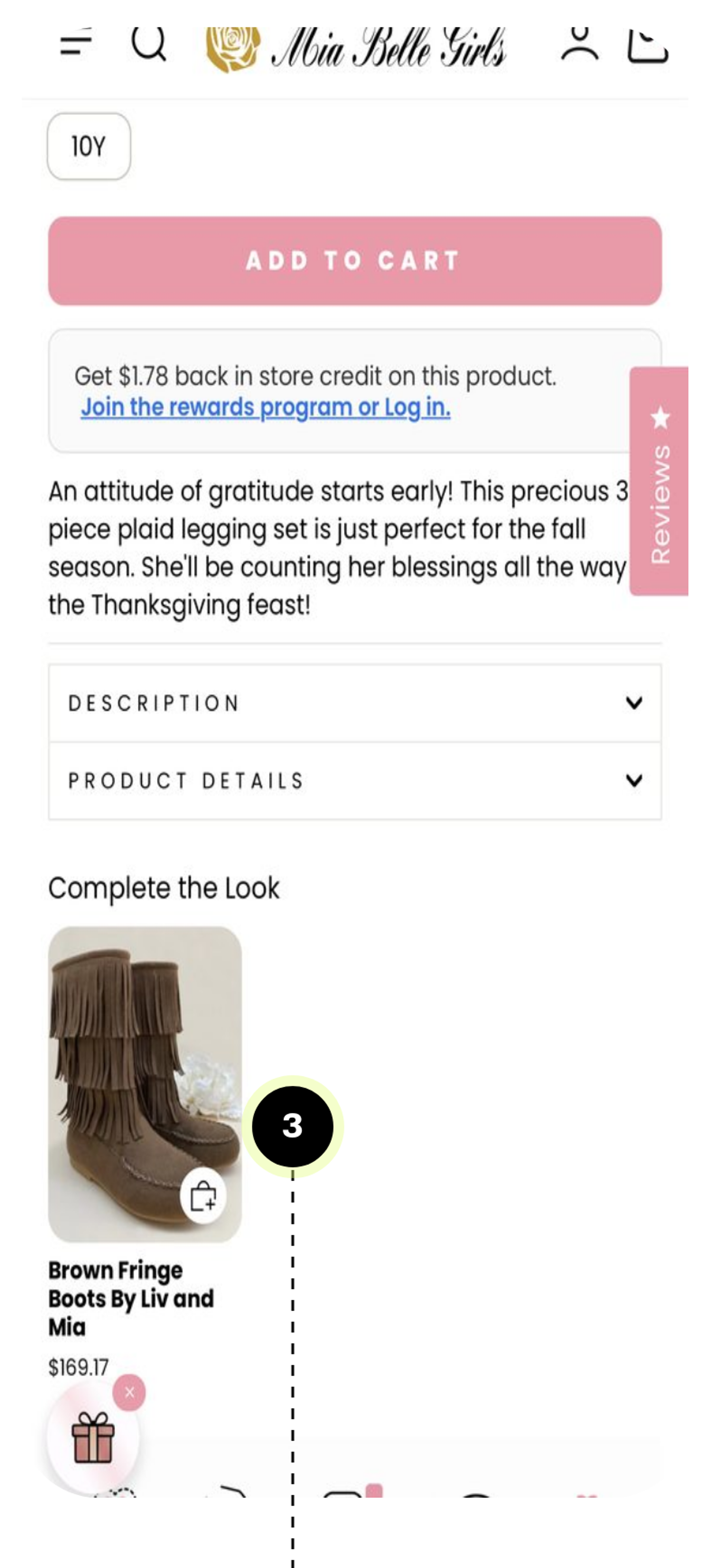 Mia Belle Girls Complete the Look cross-sell under the product details