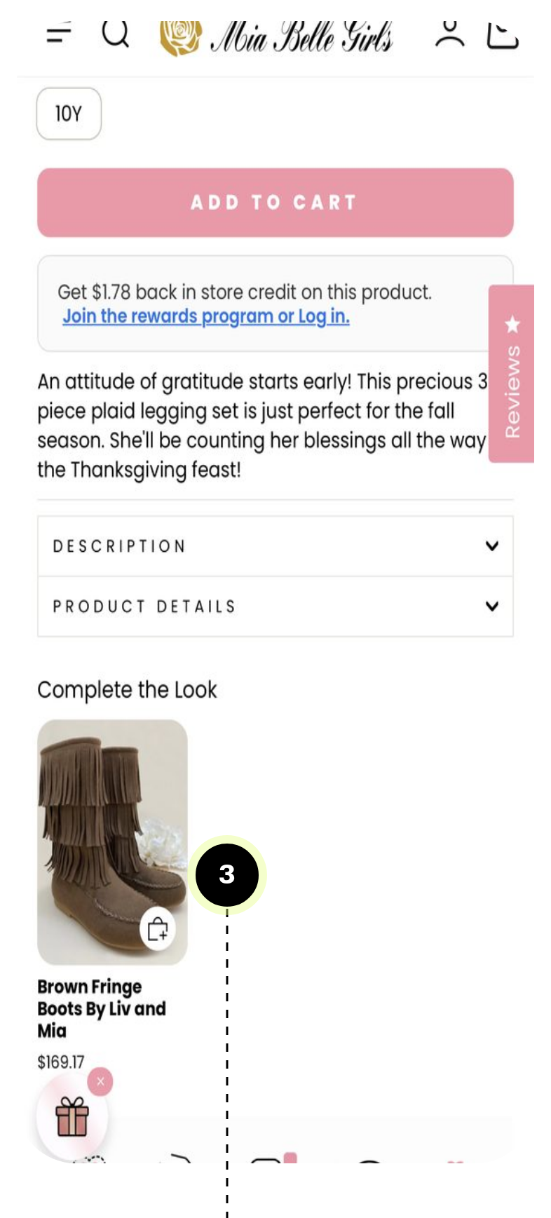 Mia Belle Girls Complete the Look cross-sell under the product details