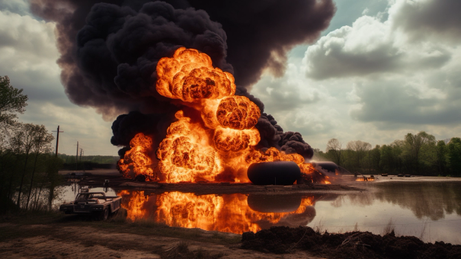 Explosion at an oil field