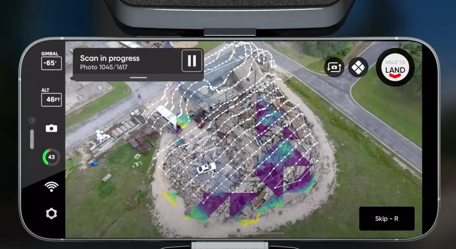 Skydio 3D scan app on a smartphone