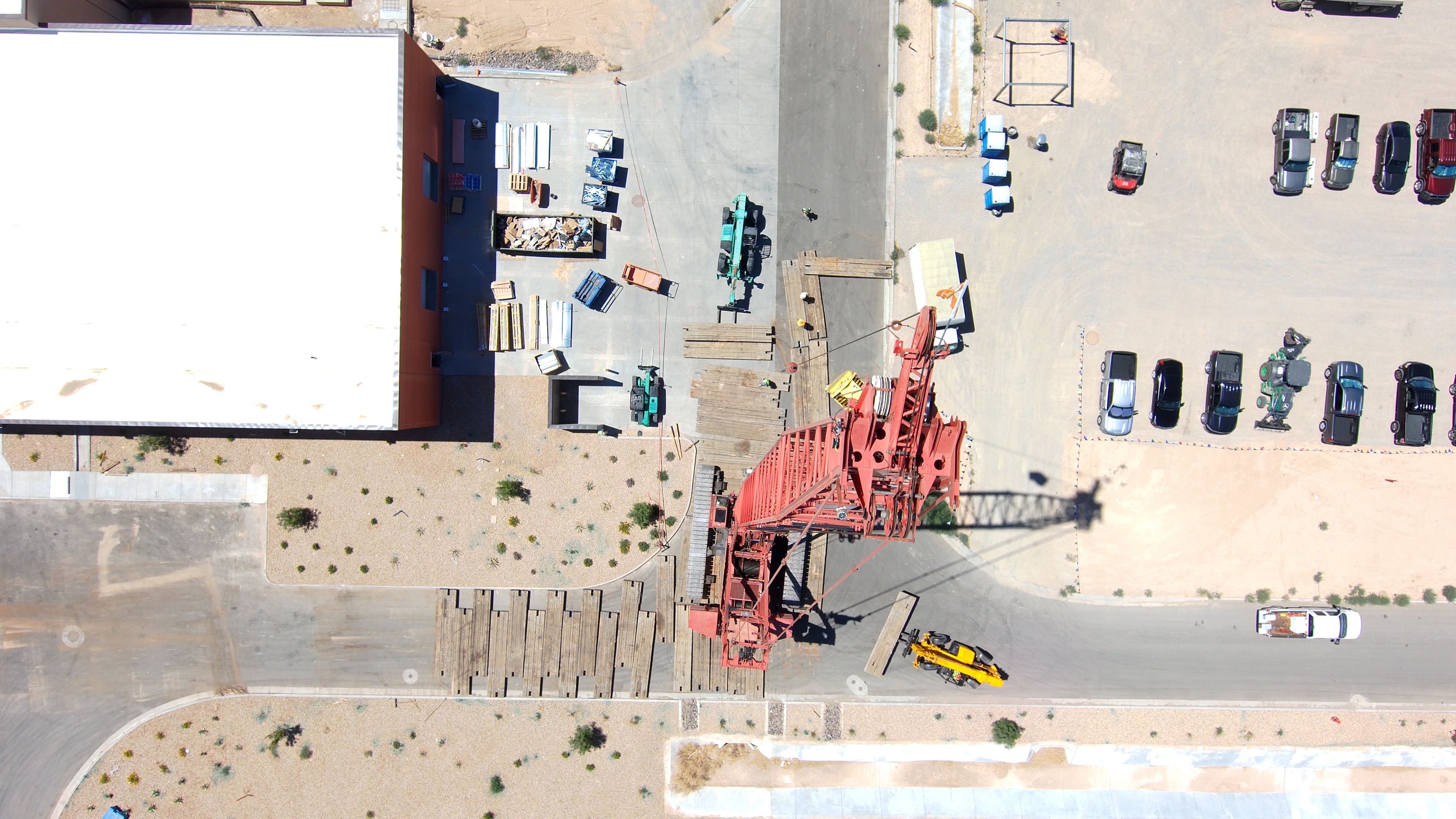 Aerial drone view of construction planning