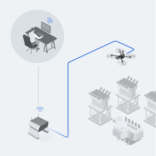 illustration of skydio x10 being flown remotely using the skydio dock