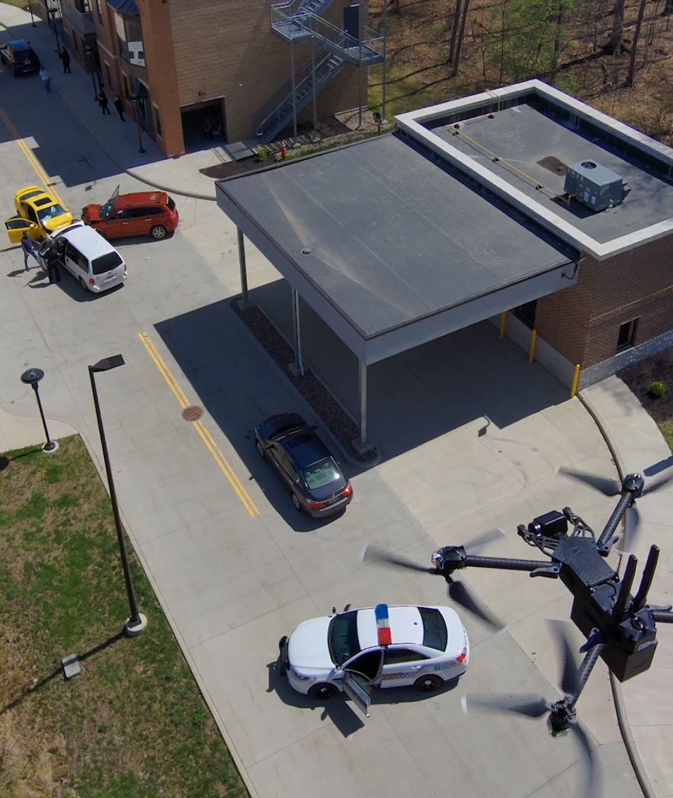 Police mission aerial view with Skydio X2 drone