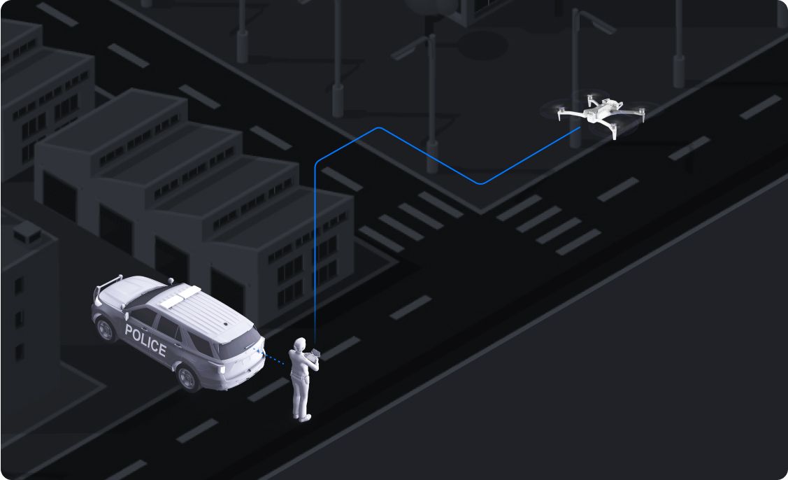 illustration of drone being flown by police office