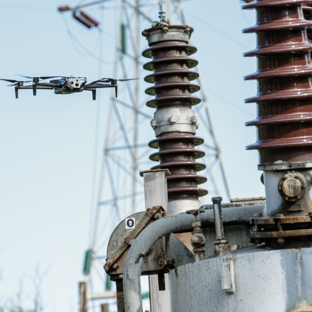 Skydio X10 Drone inspecting substation 
