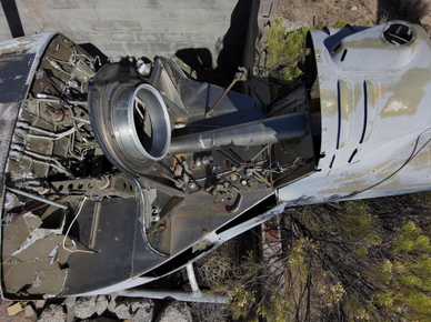 Close-Up Photo of Mock Helicopter Crash Site