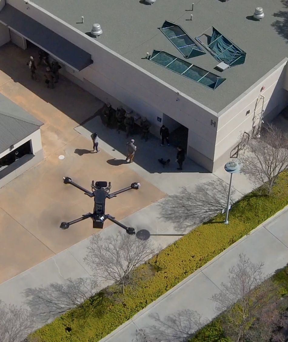 Aerial view of police mission with Skydio drones