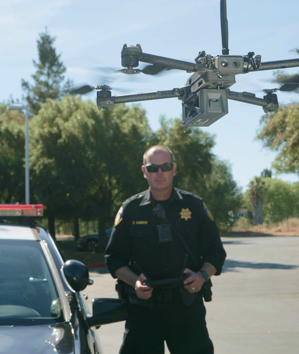 Officer holding a Skydio X2 drone