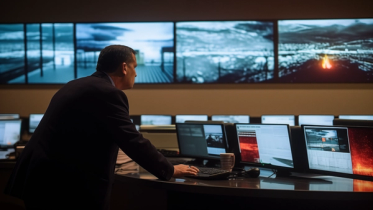 Oil and Gas executive monitors situation from command center