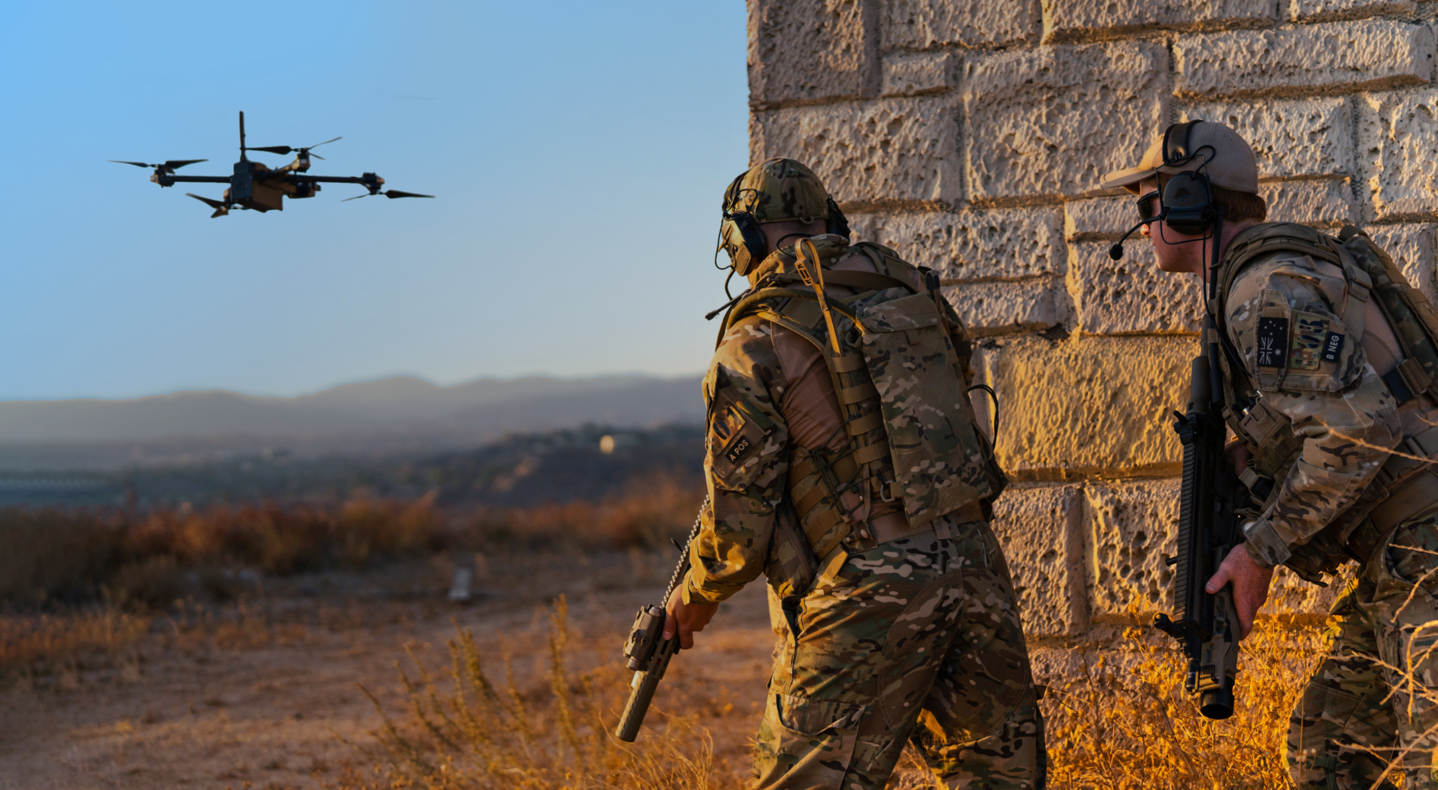 warfighter and a Skydio X10D drone