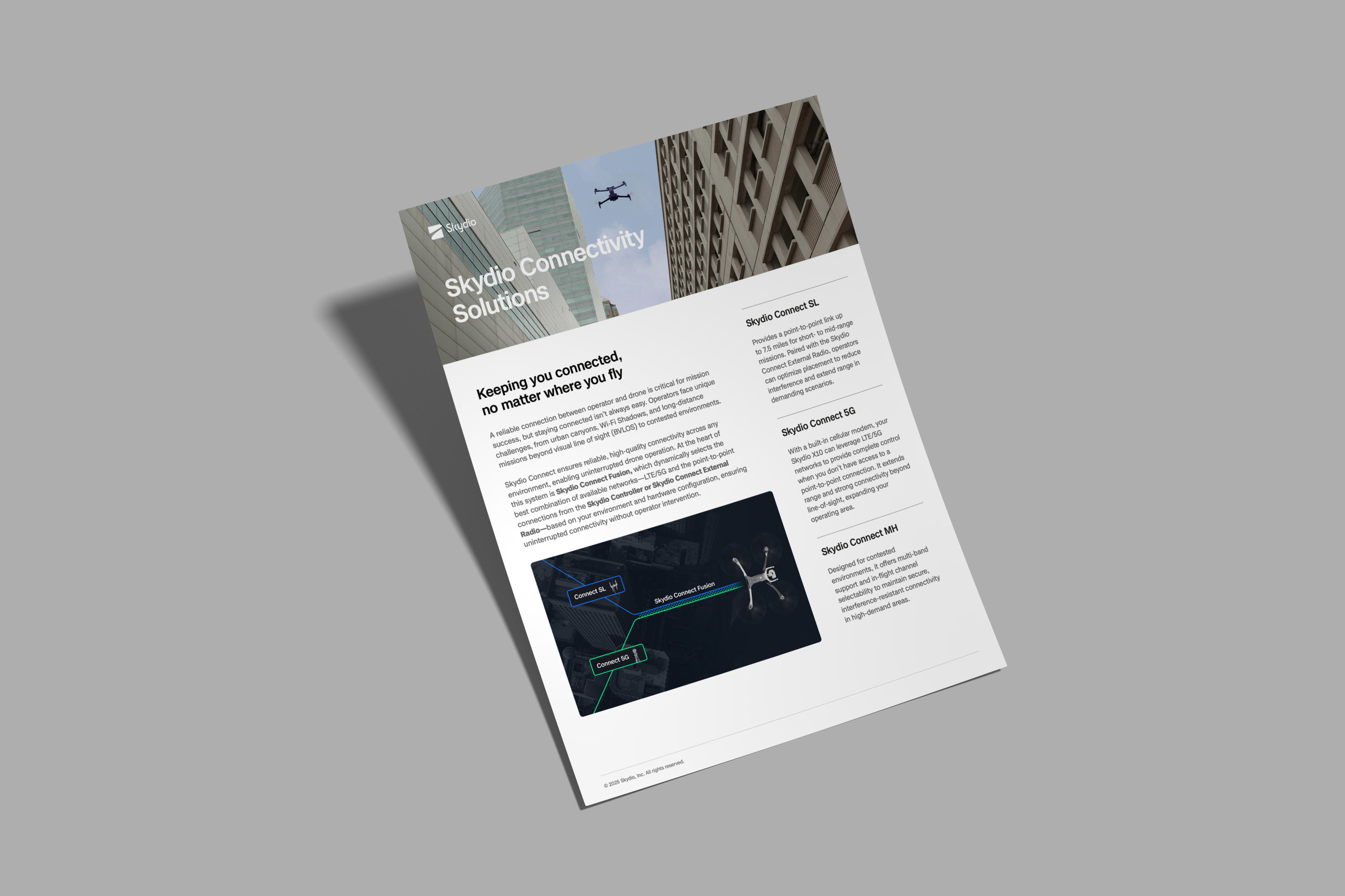 image of Skydio Connectivity Solutions data sheet with Skydio Connect Fusion