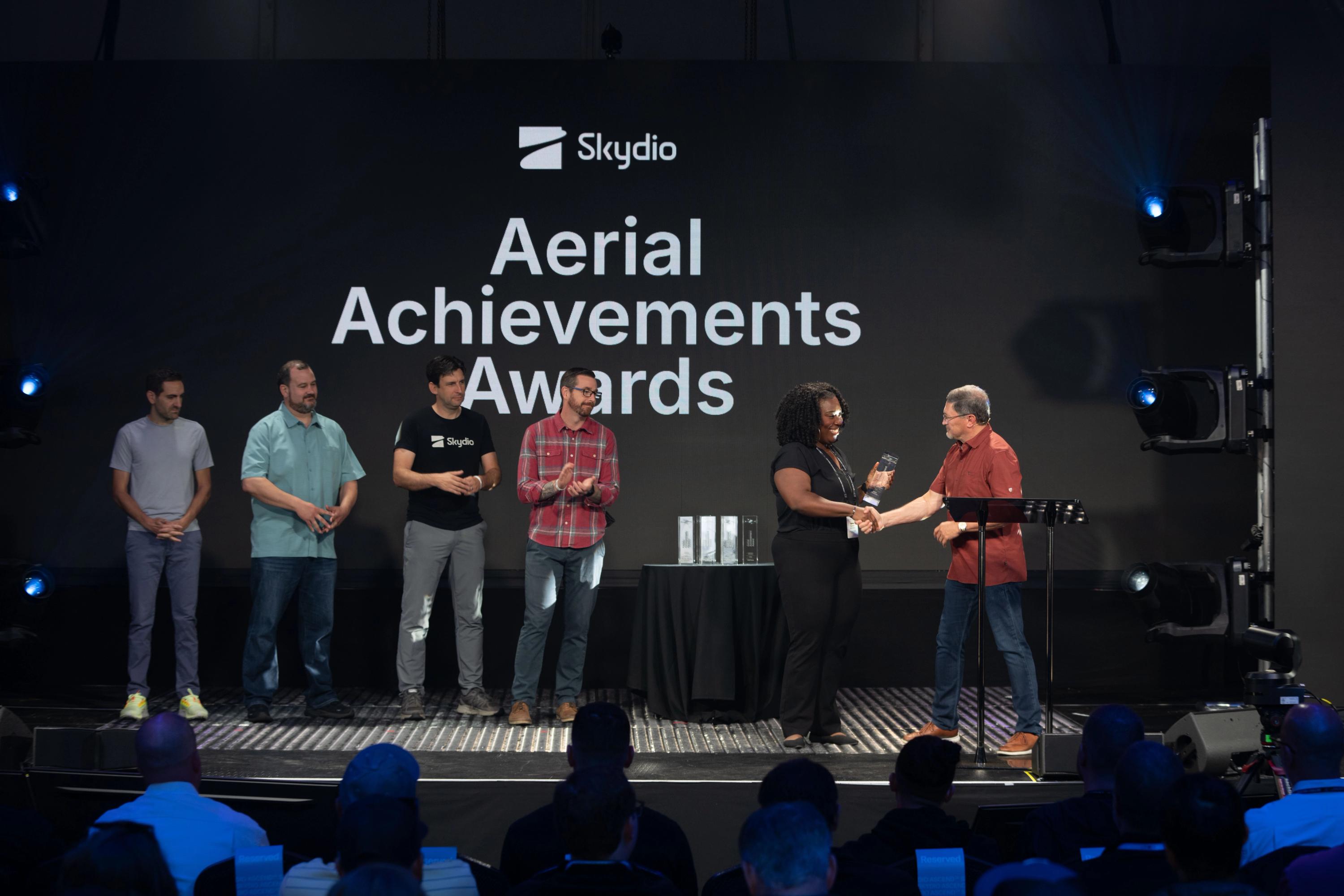 Person receiving Skydio award