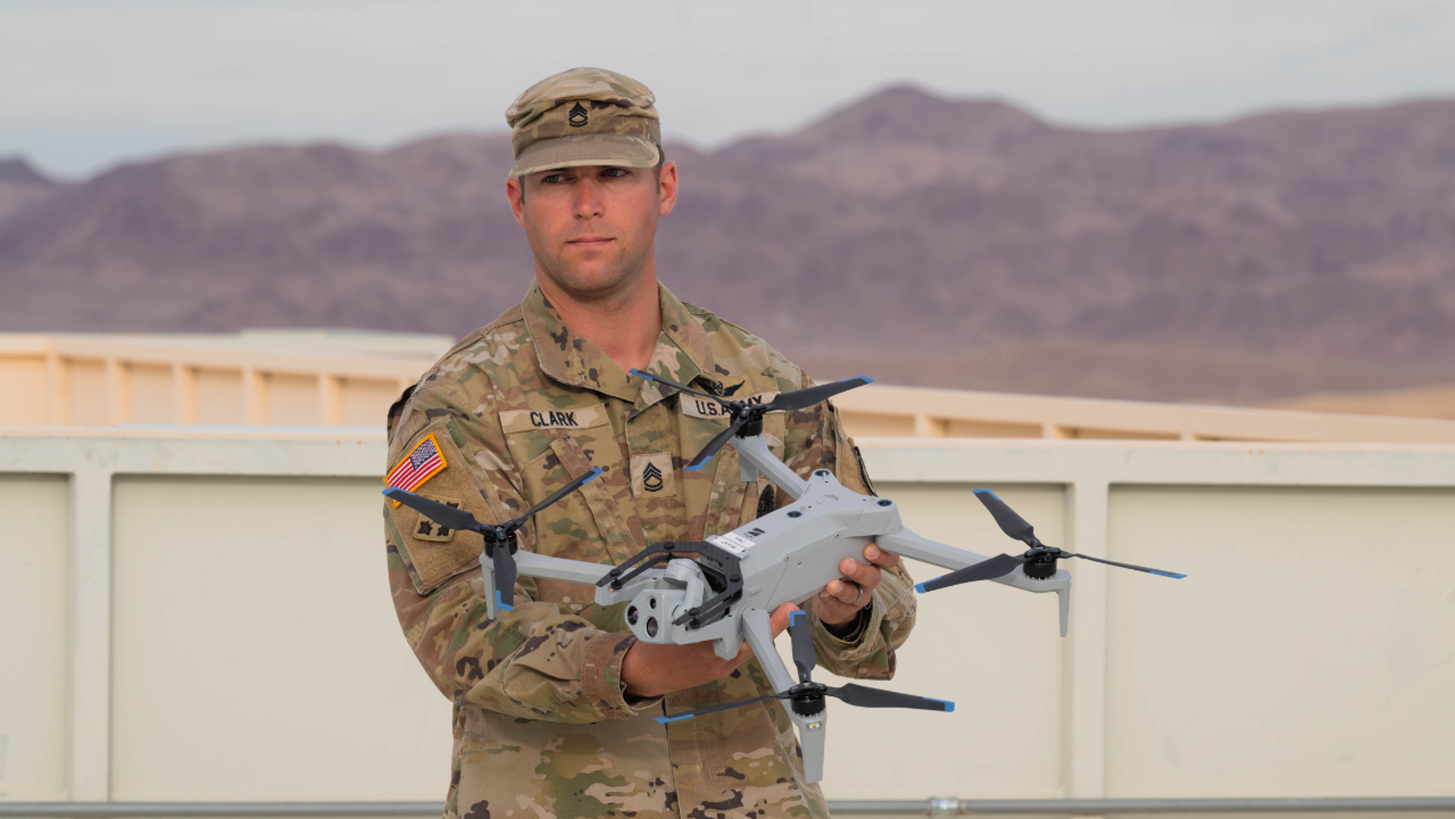 Department of Defense drone operator holding Skydio X10D