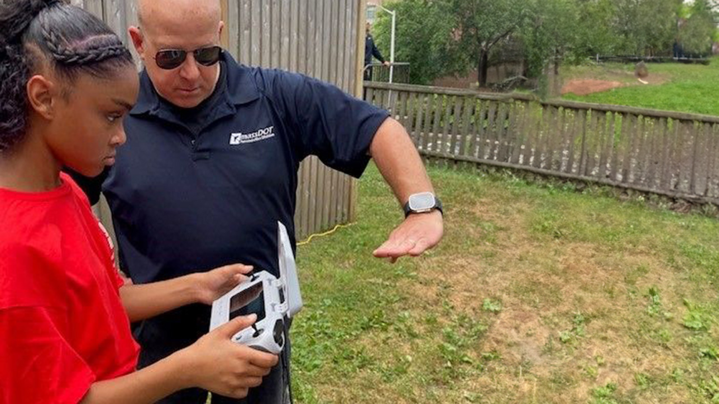 student learning to fly a Skydio drone