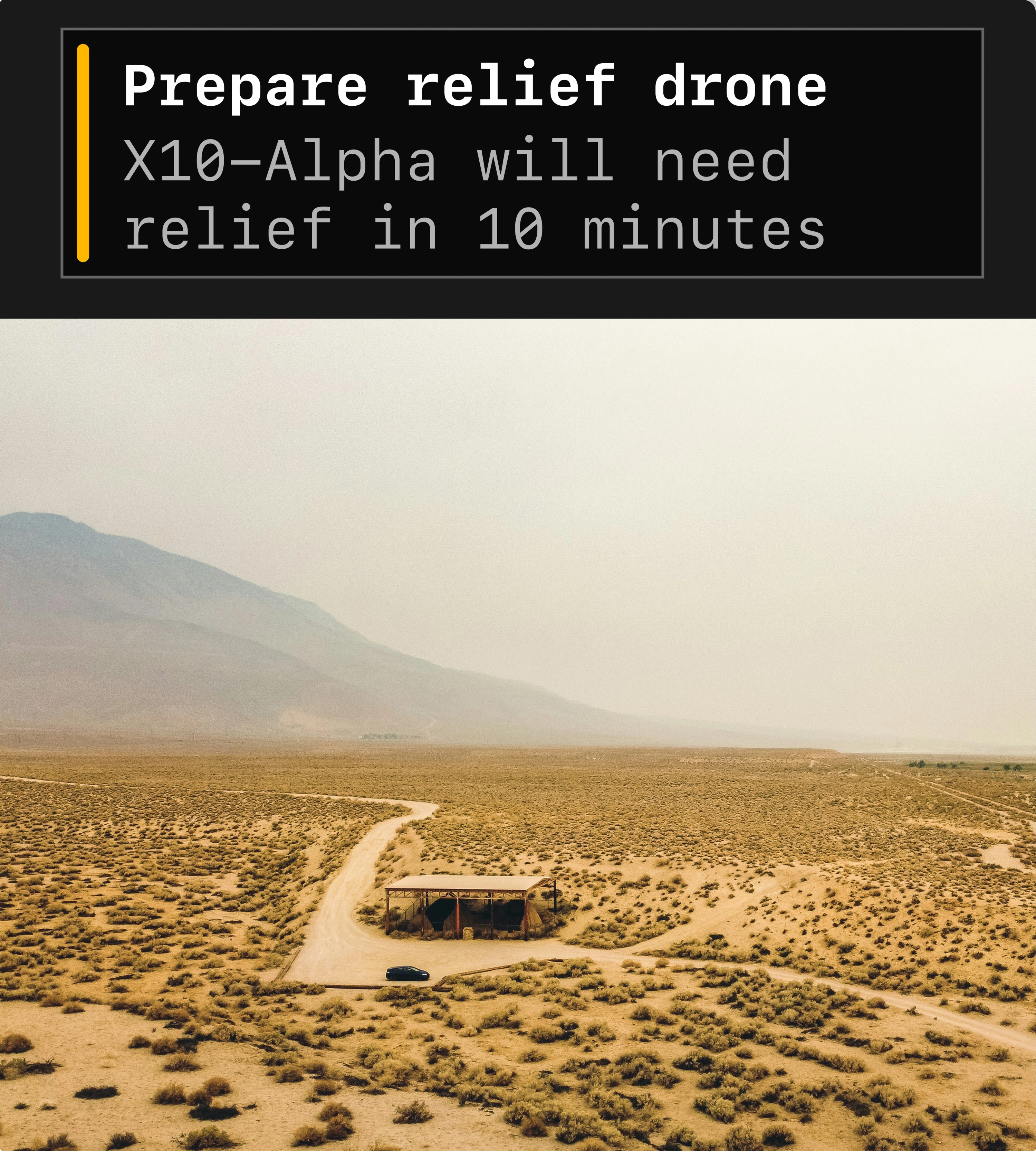 Skydio ISR Command drone battery alert over livestream of mission 