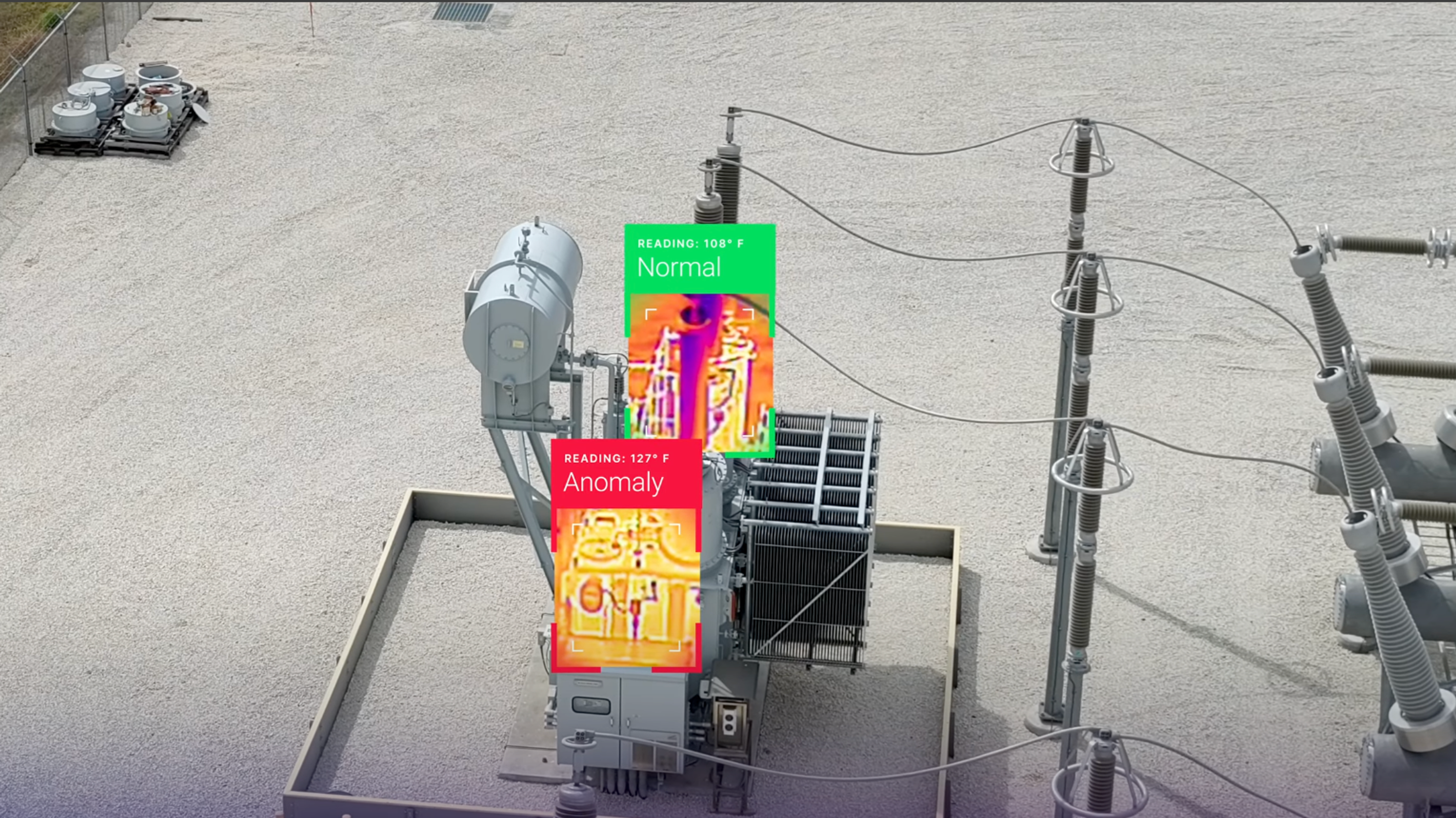 thermal images from Skydio drone of electrical utility assets
