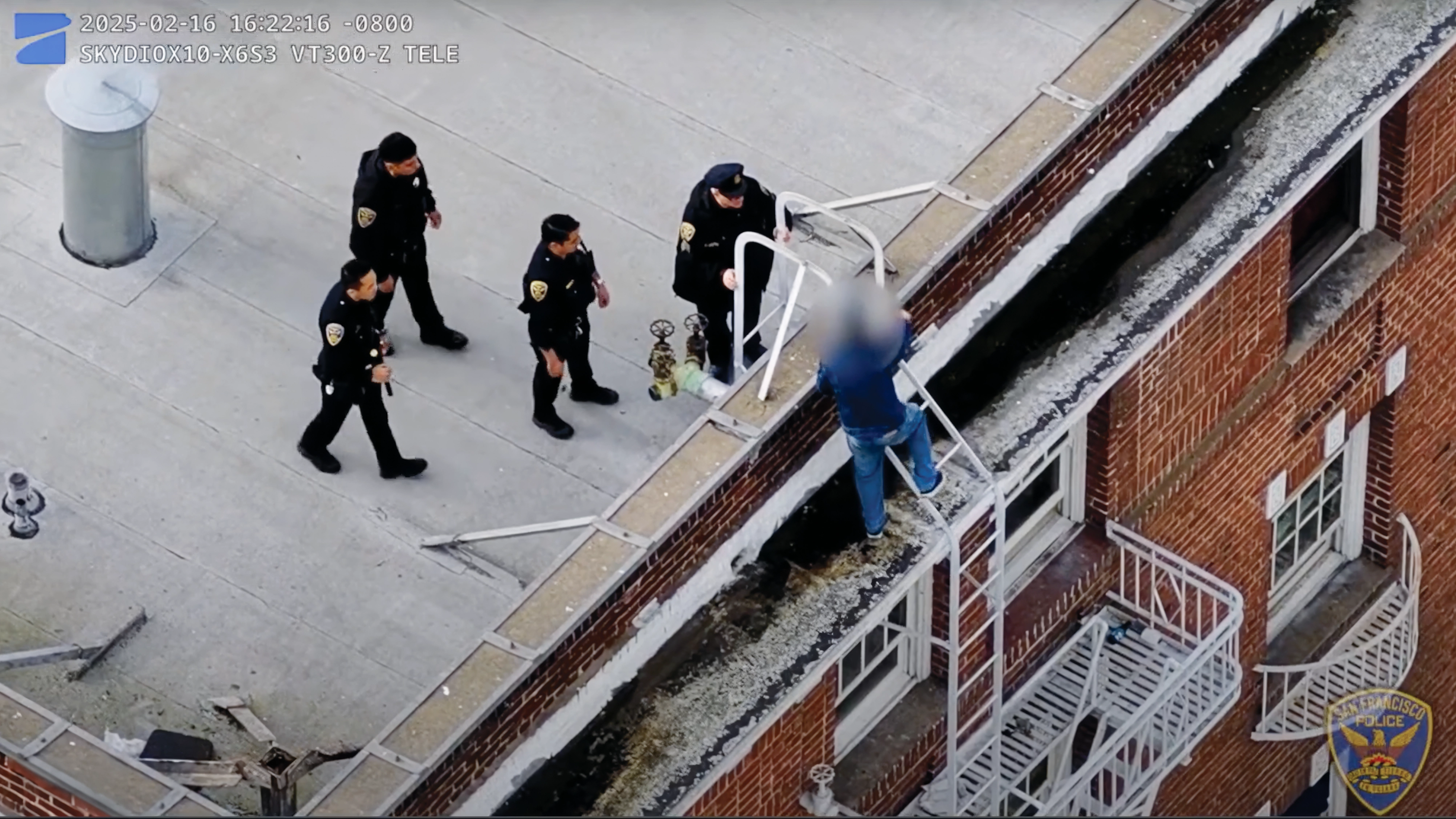 SF PD with the assistance of a Skydio X10 drone located man in crisis on rooftop
