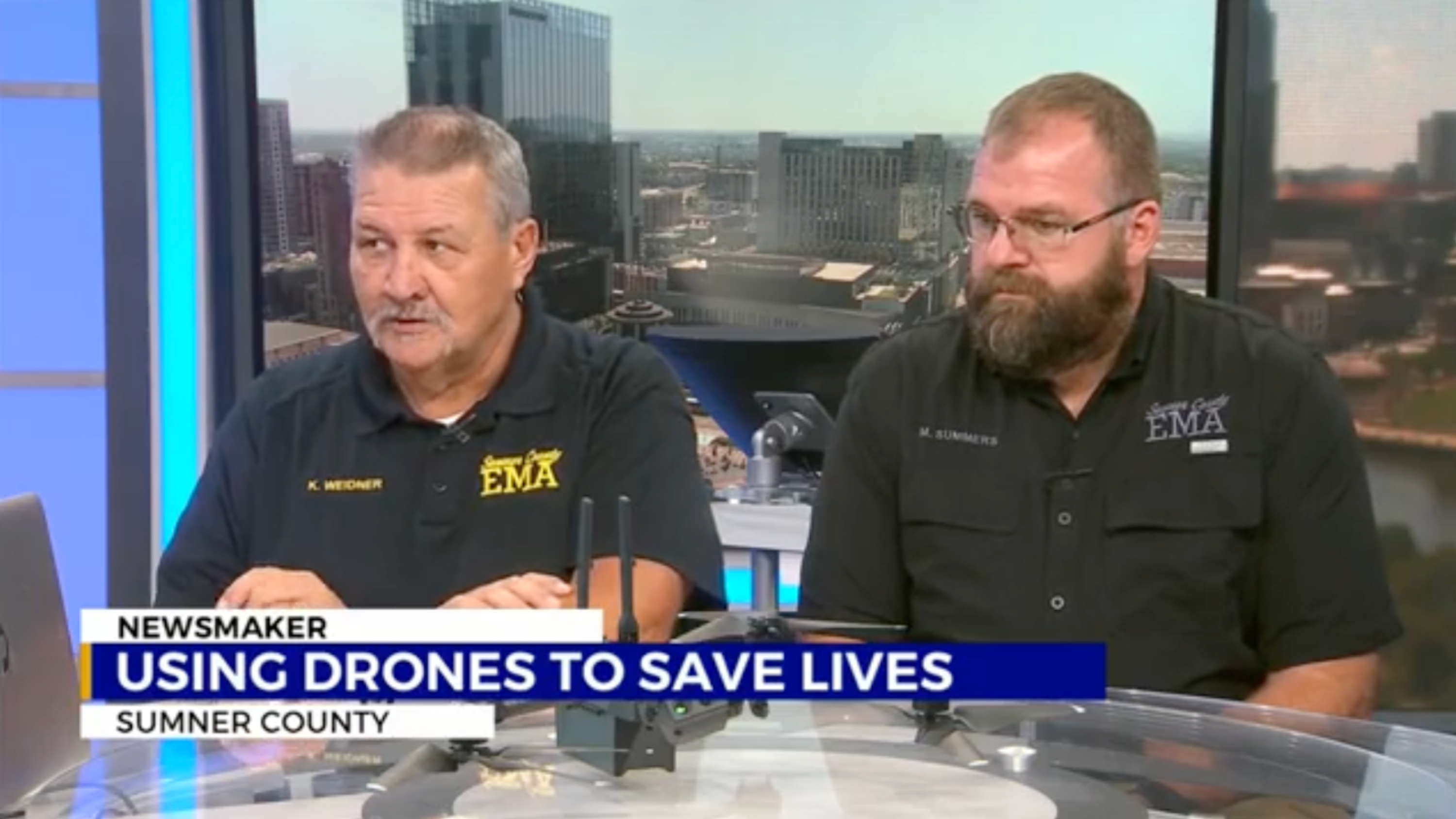 Skydio customer, Sumner Country first responders in a news story about using drones to save lives