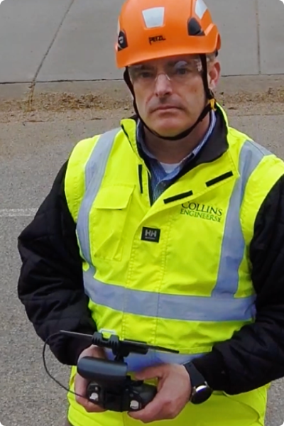 Collins Engineering operator with Skydio drone controller