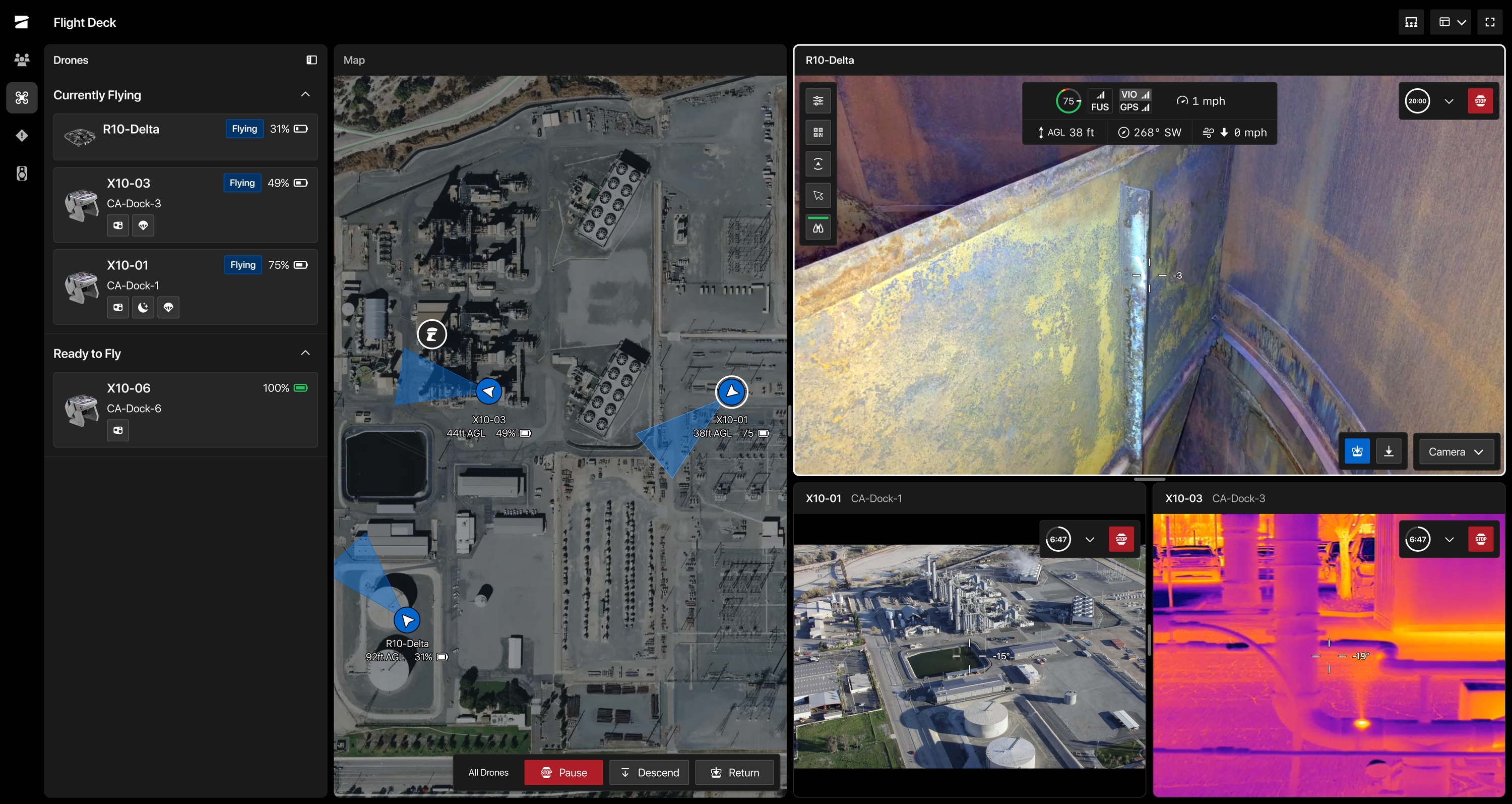 The Skydio Platform family grouping, X10 Dock for X10, R10 and DFR Command 