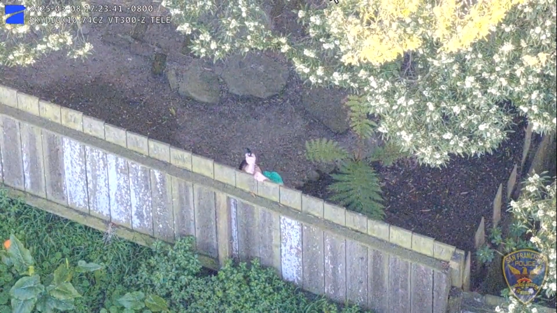 subject on the run captured from a Skydio X10 police drone