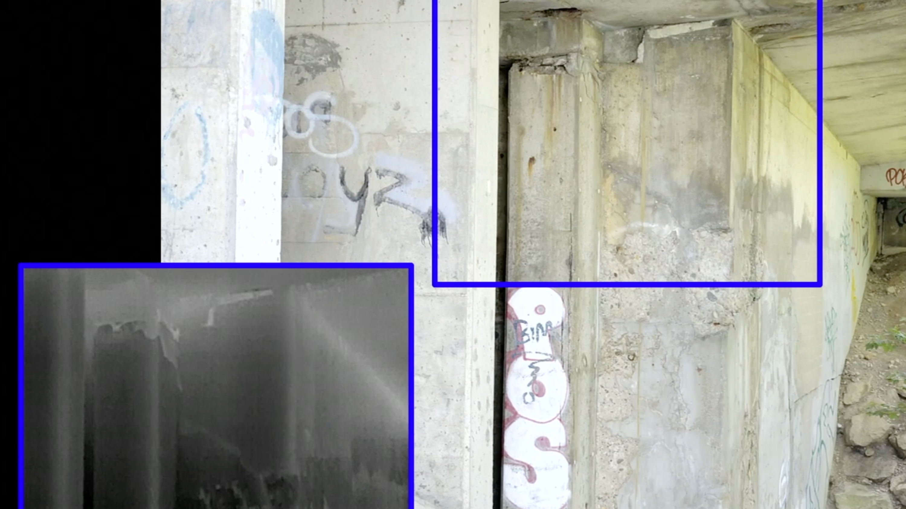 Skydio drone captured image of defects in infrastructure