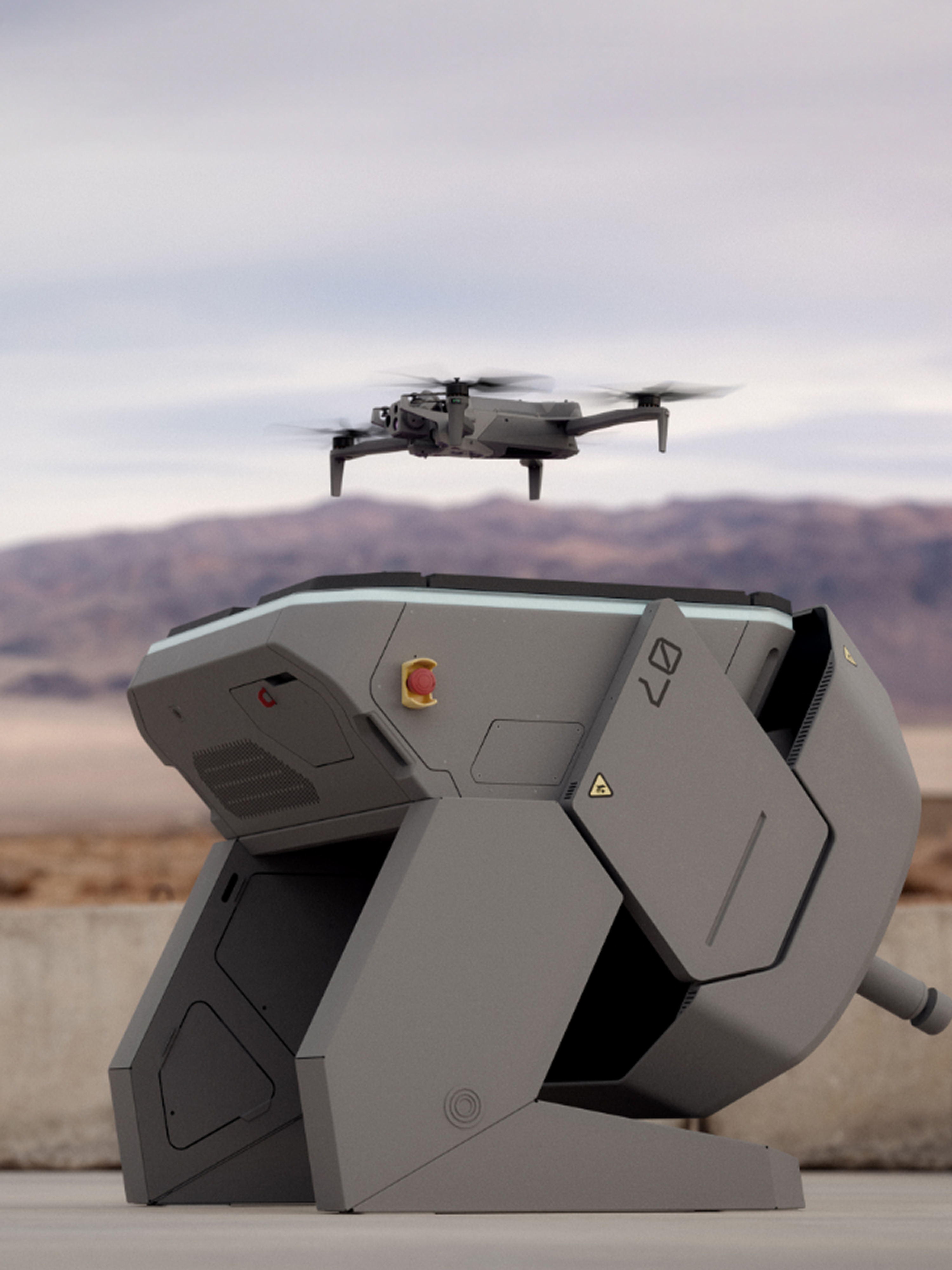 Skydio X10 launching from Dock for X10 on a military base