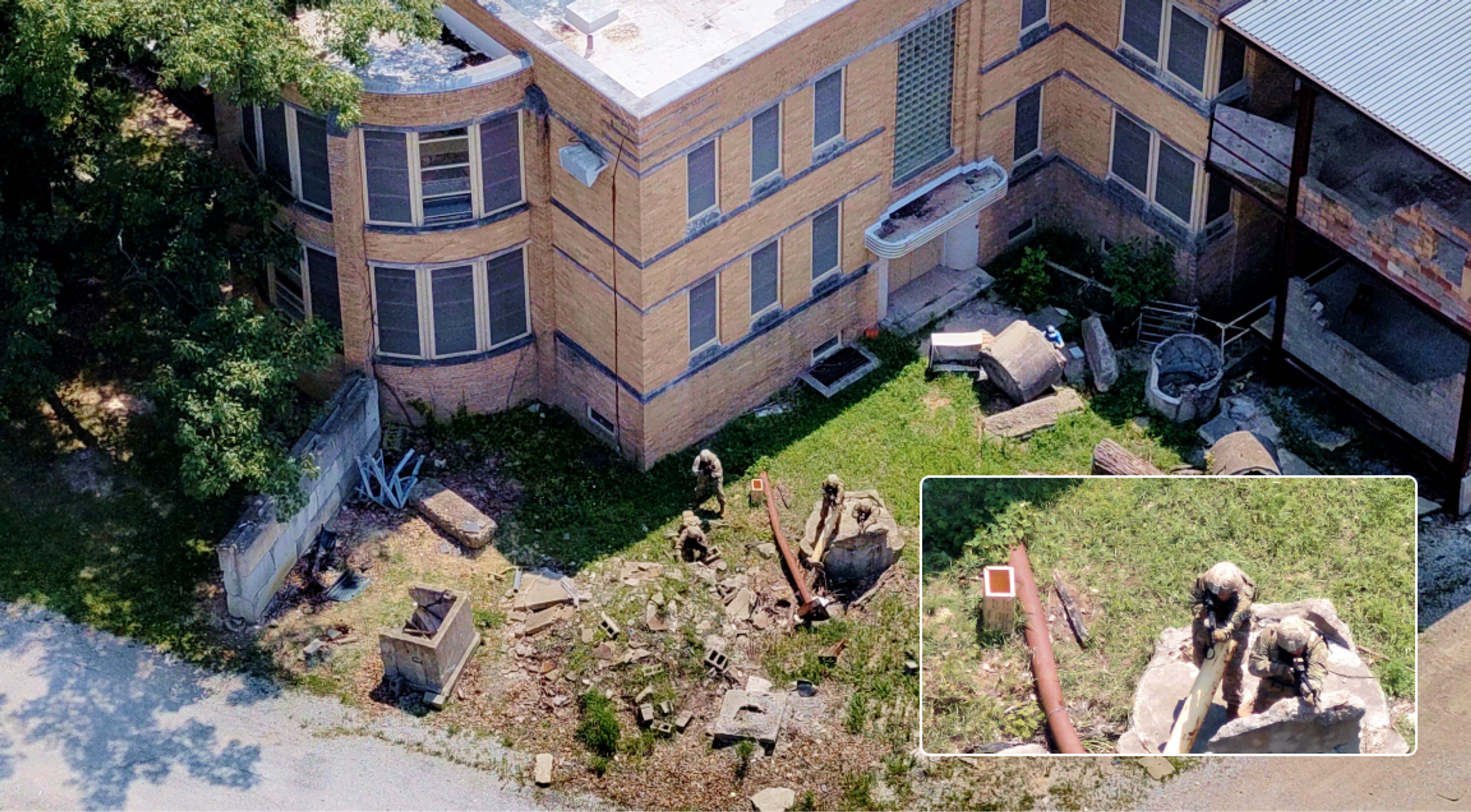 image from Skydio X10D drone identifying and observing adversary activity from 1km distance