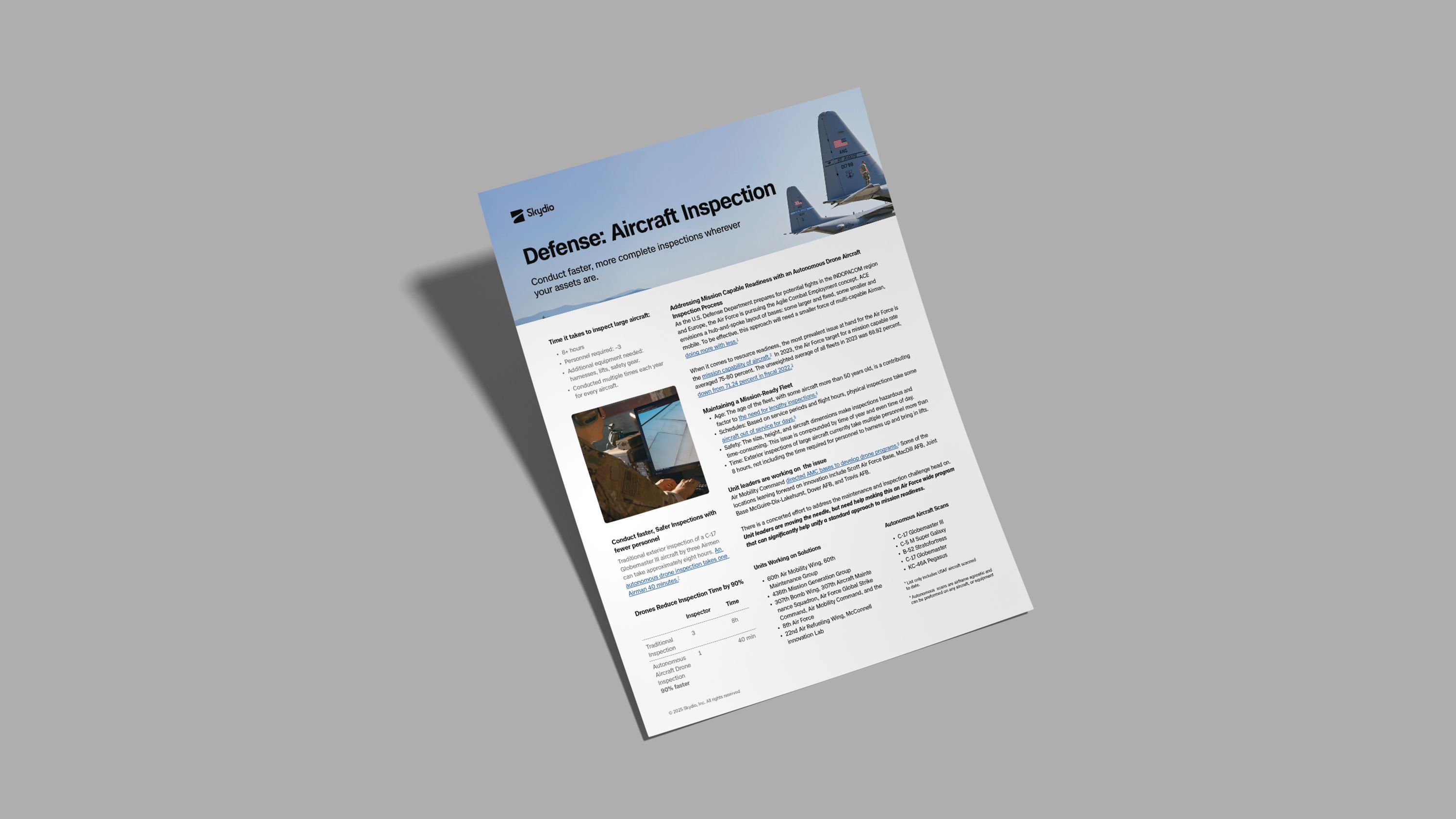 image of Skydio Aircraft Inspection solutions sheet