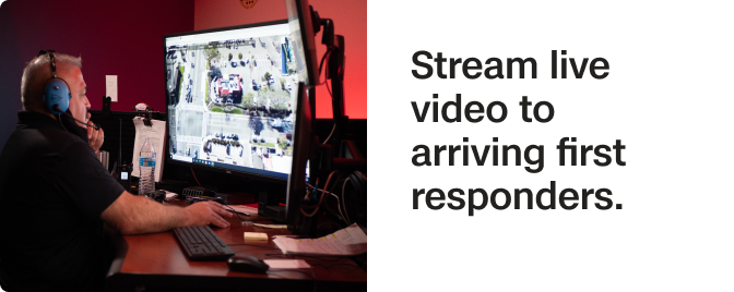 man watching live stream from a Skydio public safety drone arriving on scene ahead of first responders