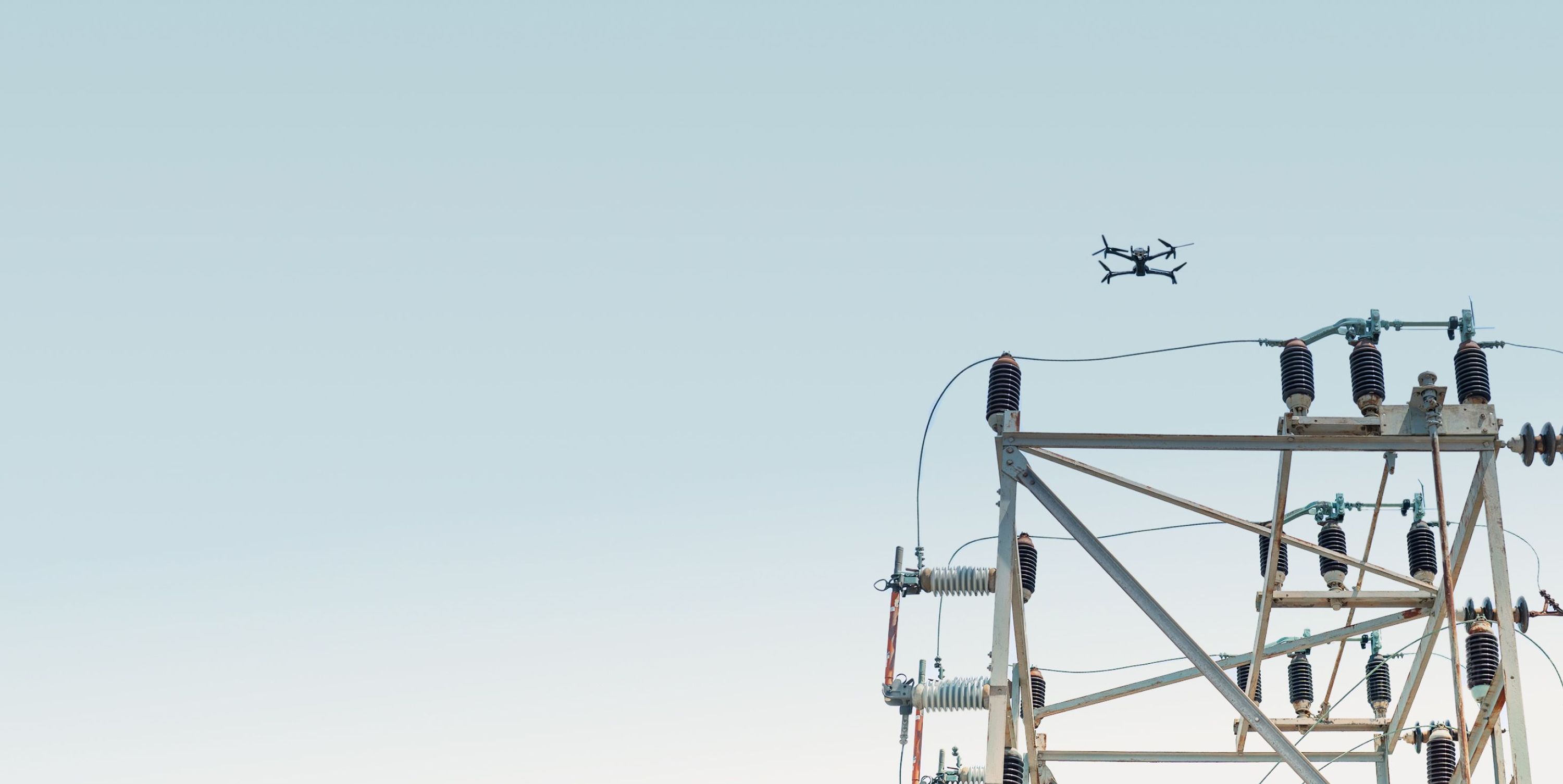 Skydio X10 flying near utility infrastructure