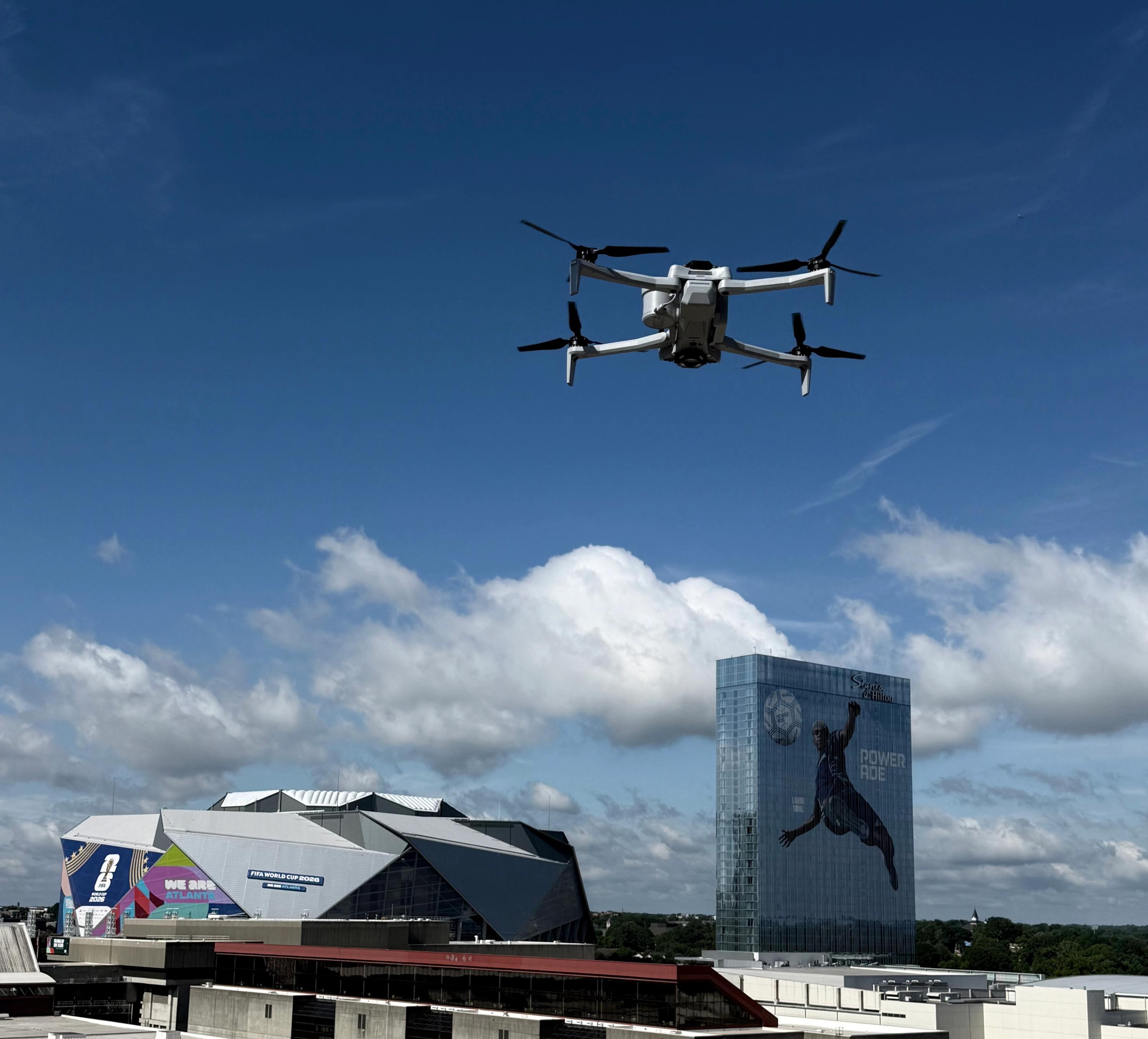 Skydio X10 Drone Flying In Atlanta, FIFA World Cup 2026