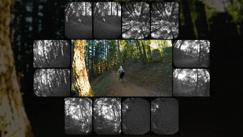 Artificial intelligence follow drone following mountain biker with computer vision visualization