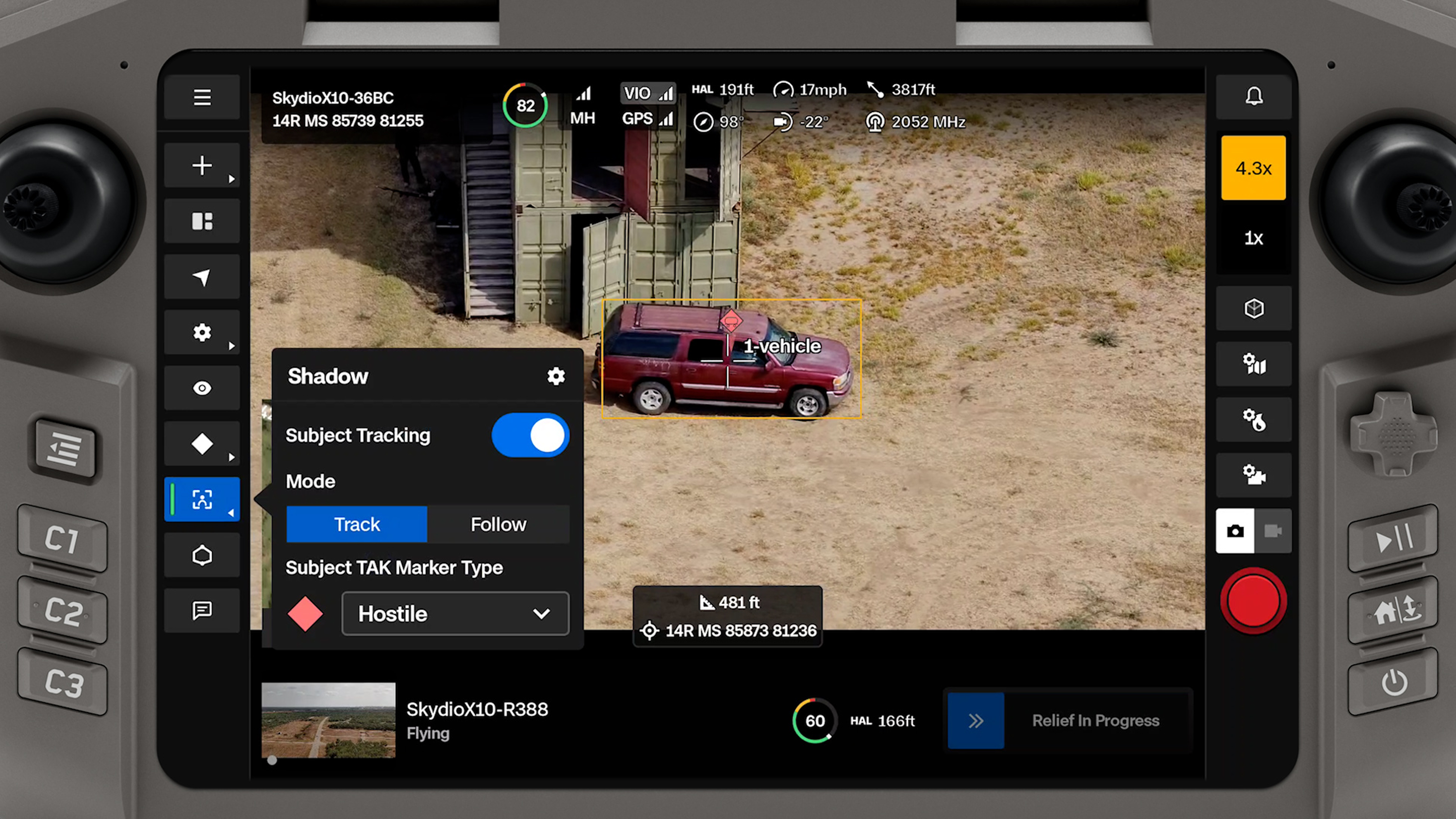 Skydio ISR Command track and following a suspicious vehicle 