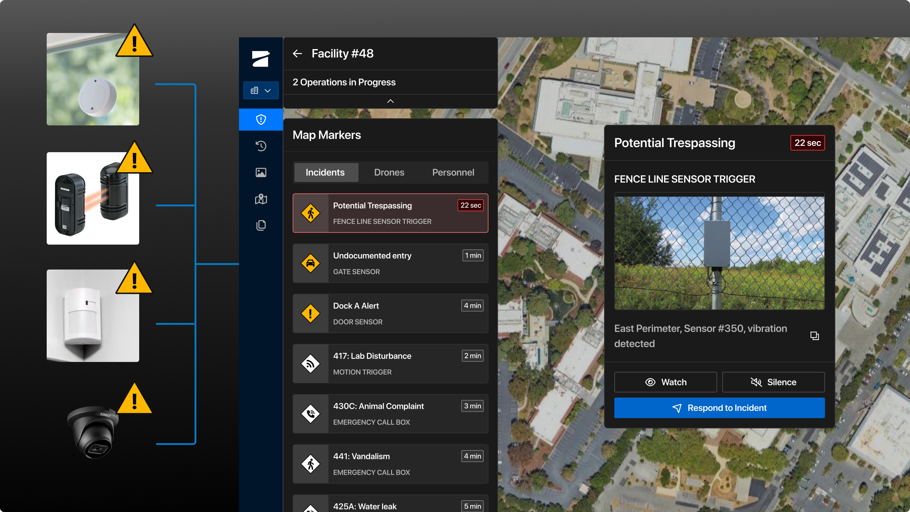 Sensors trigger events, human verification leads to automated drone response