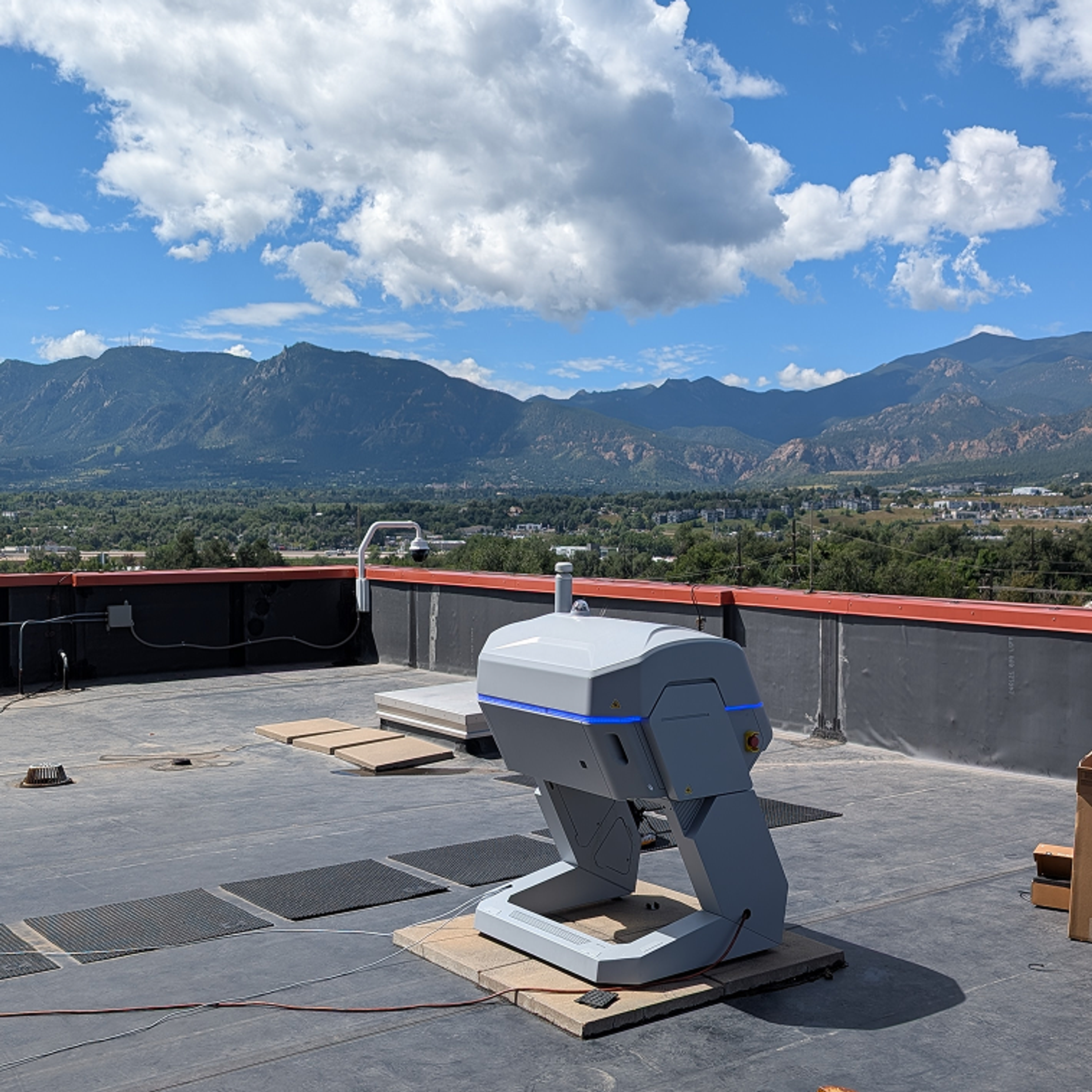 Skydio Dock for X10 on top of roof in a mountainous location that gets extreme cold winter weather