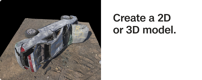 graphic of a crash scene captured with a Skydio drone and 3D scan software
