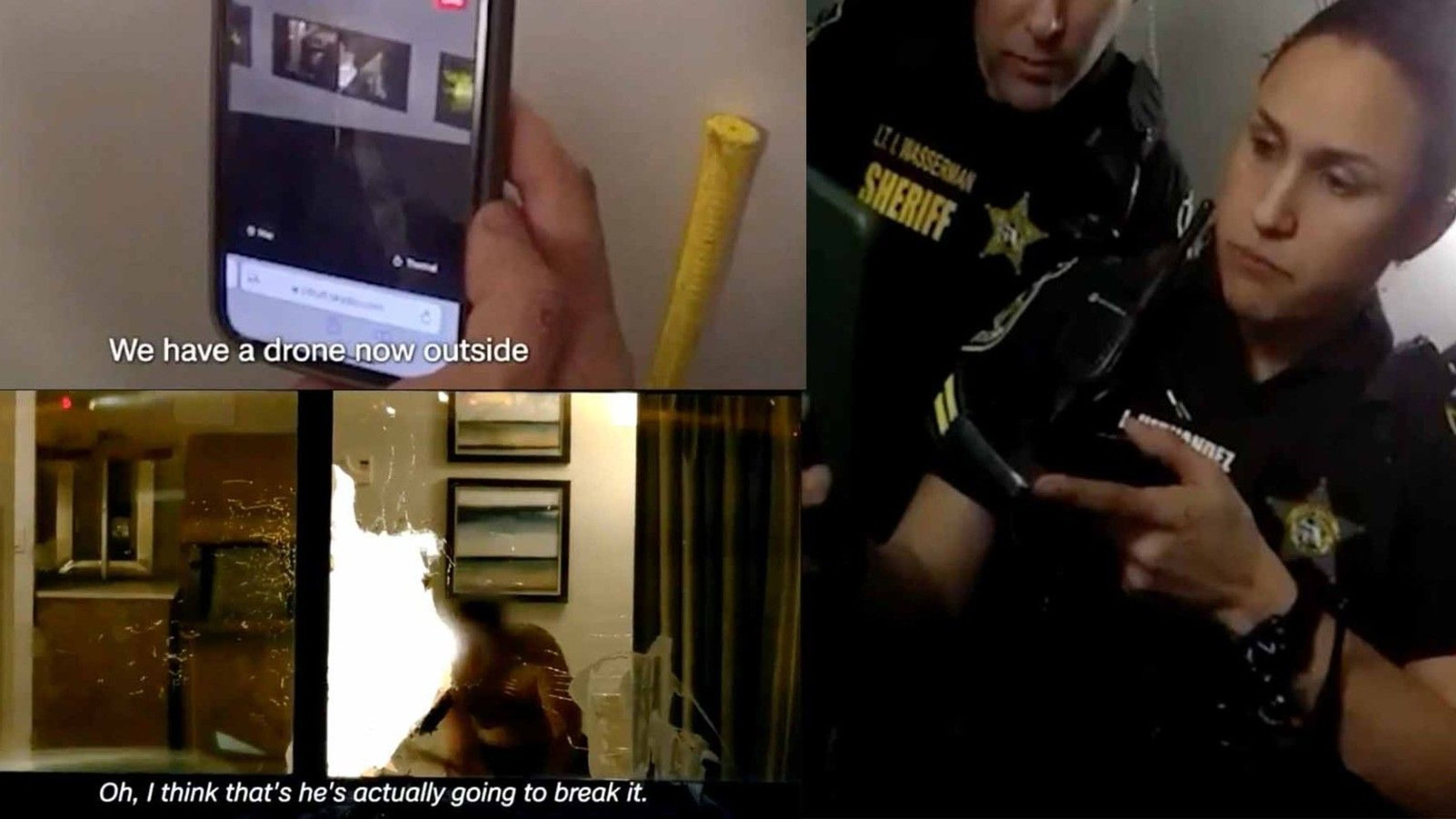 a montage of police officers using a Skydio drone for situational awareness when answering a call