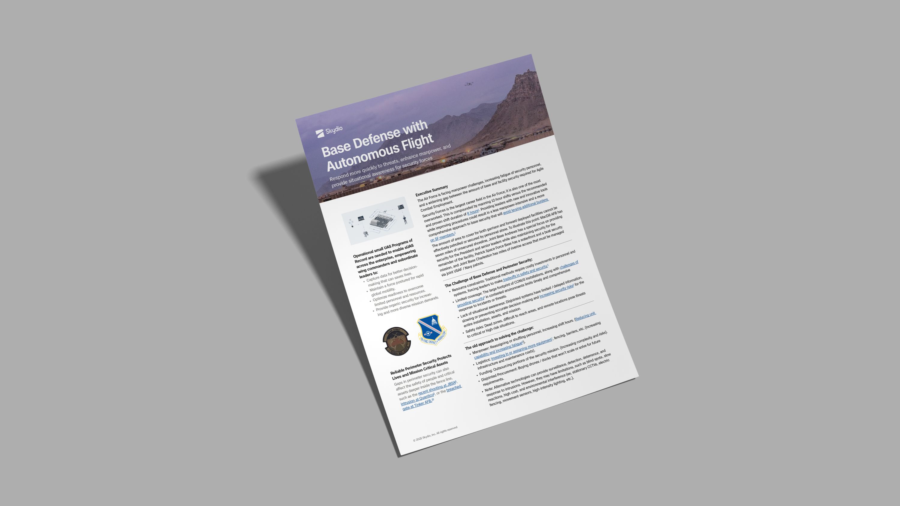 image of Skydio Base Defense solutions sheet