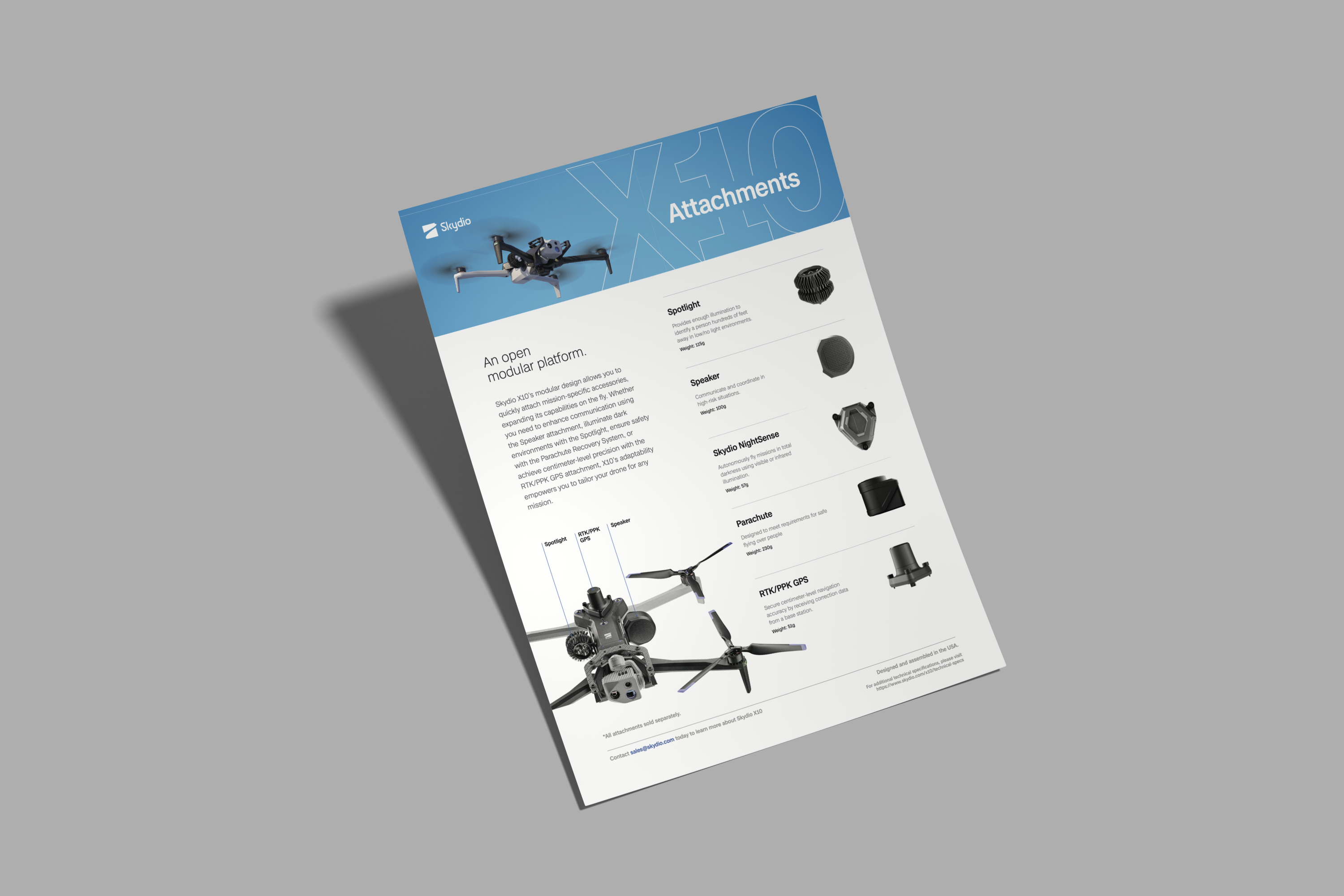 image of Skydio X10 drone attachment data sheet