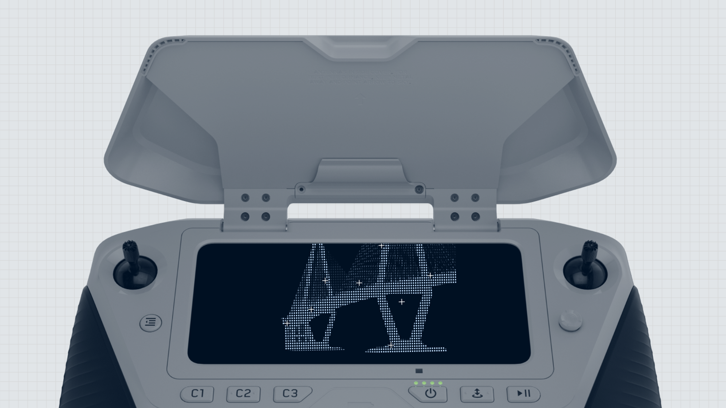 Skydio drone controller with 3D capture of a bridge on screen