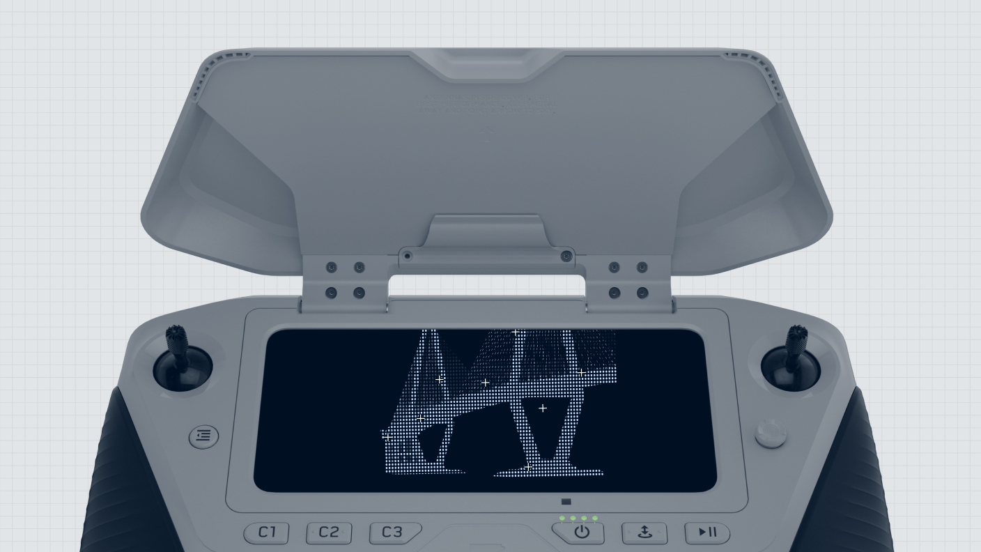 Skydio drone controller with 3D capture of a bridge on screen