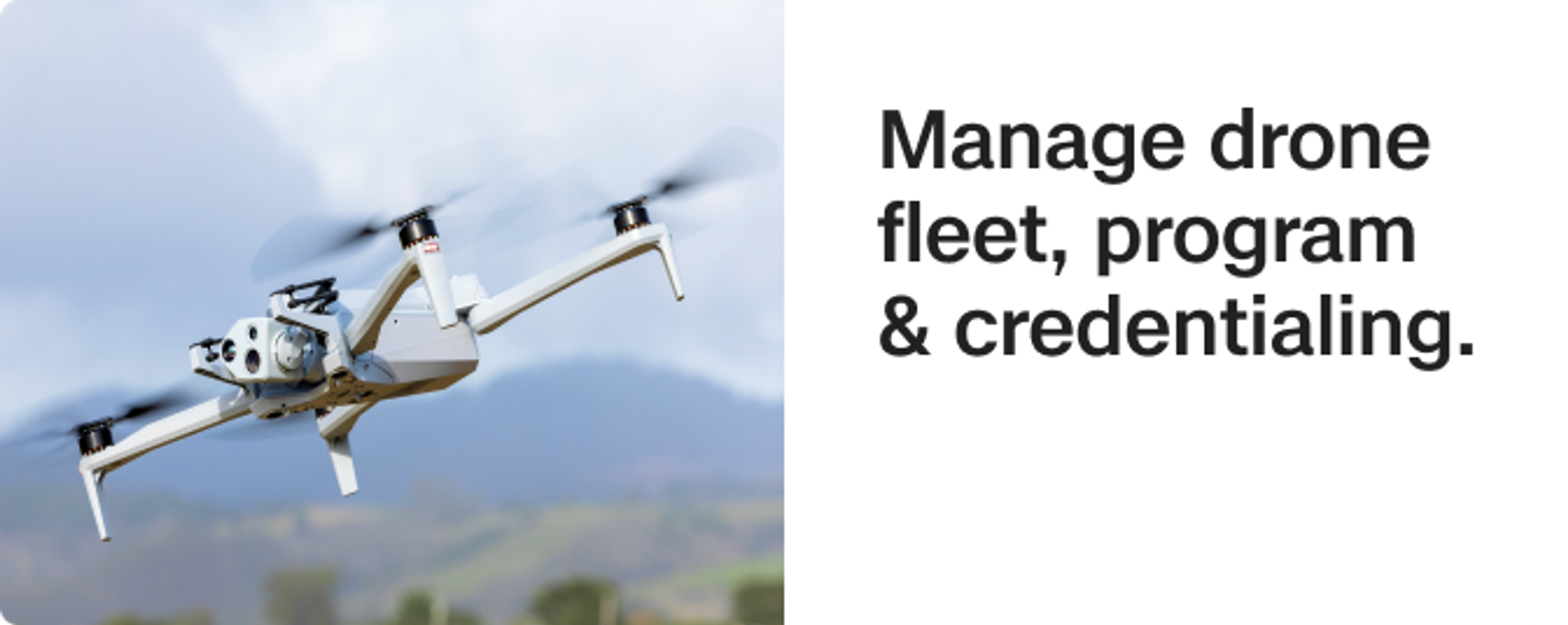 Skydio X10D drone in flight with hills in the background